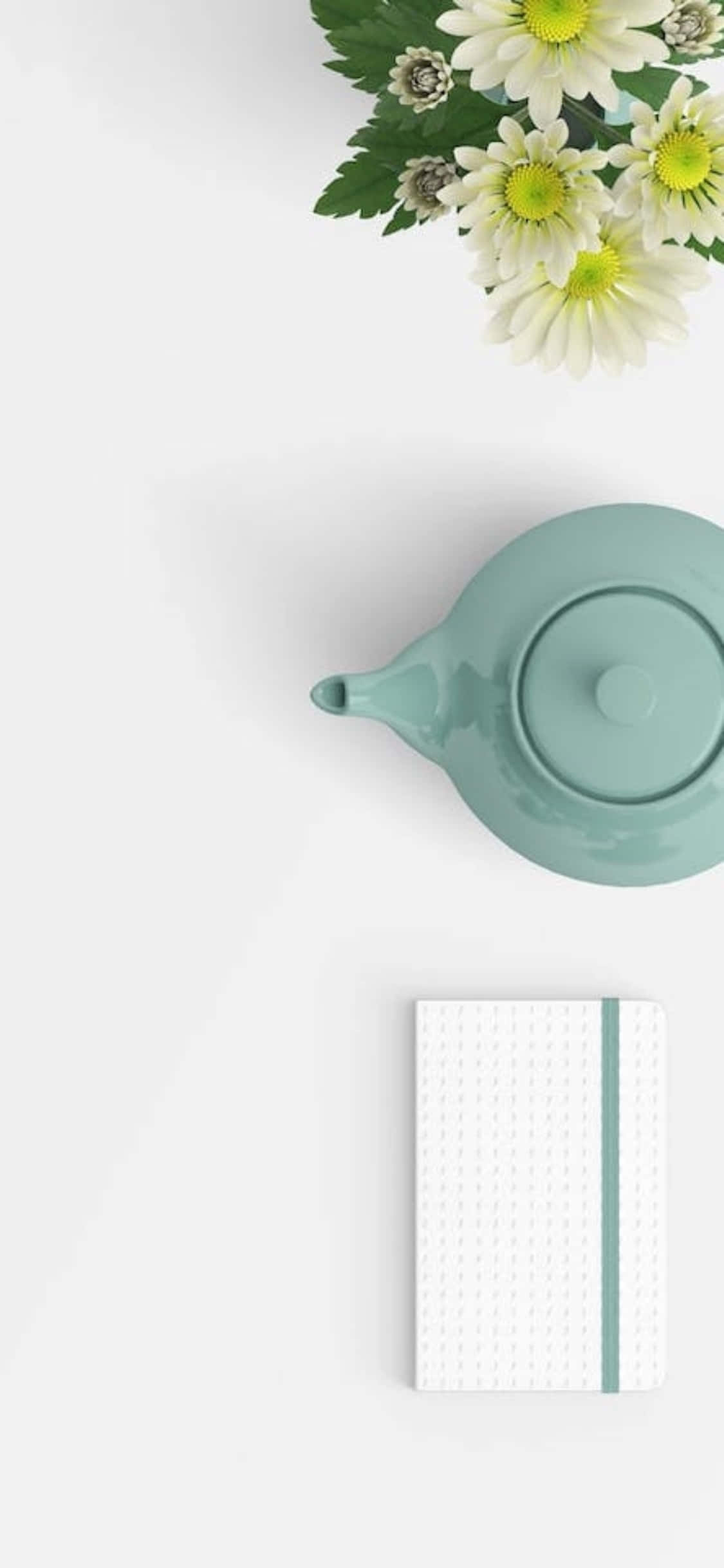 iPhone X Desk Background Pastel Blue Tea Cup Picha ya Ukuta