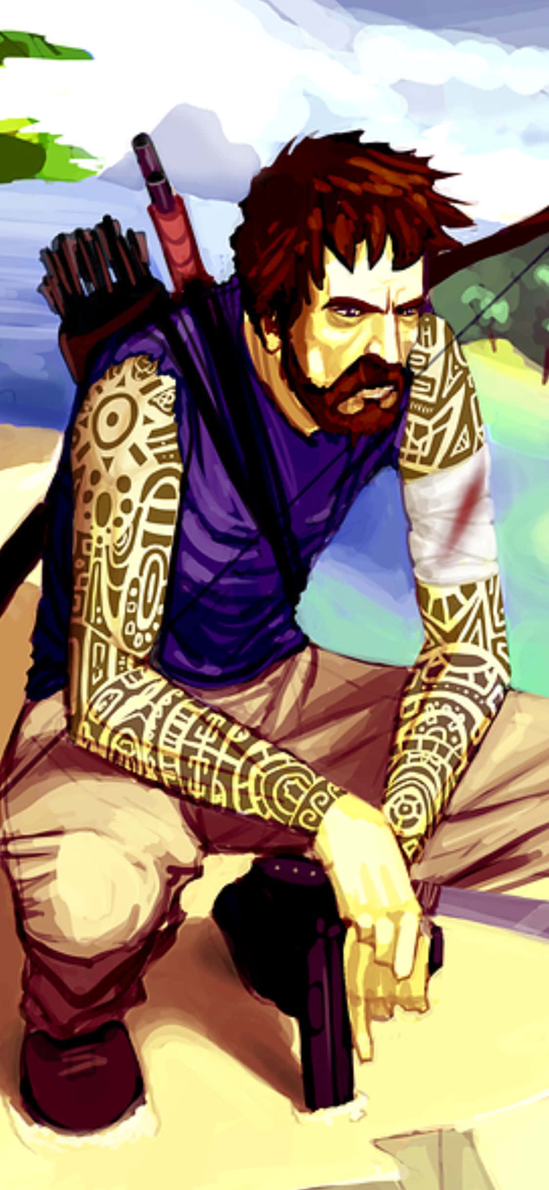 iPhone X Far Cry 3 Background ya Jason Brody Beach Picha ya Ukuta