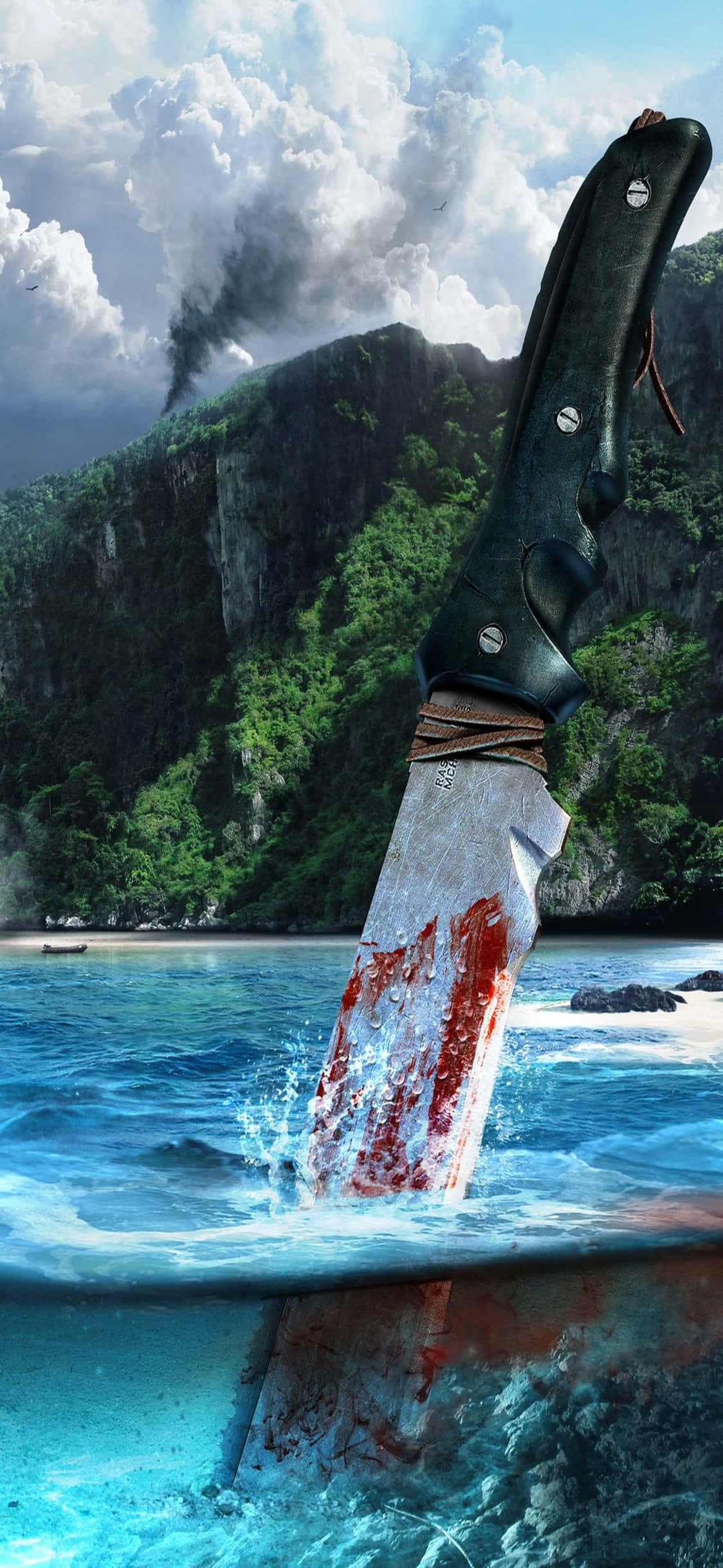 iPhone X Far Cry 3 Bloody Knife Background Picha ya Ukuta