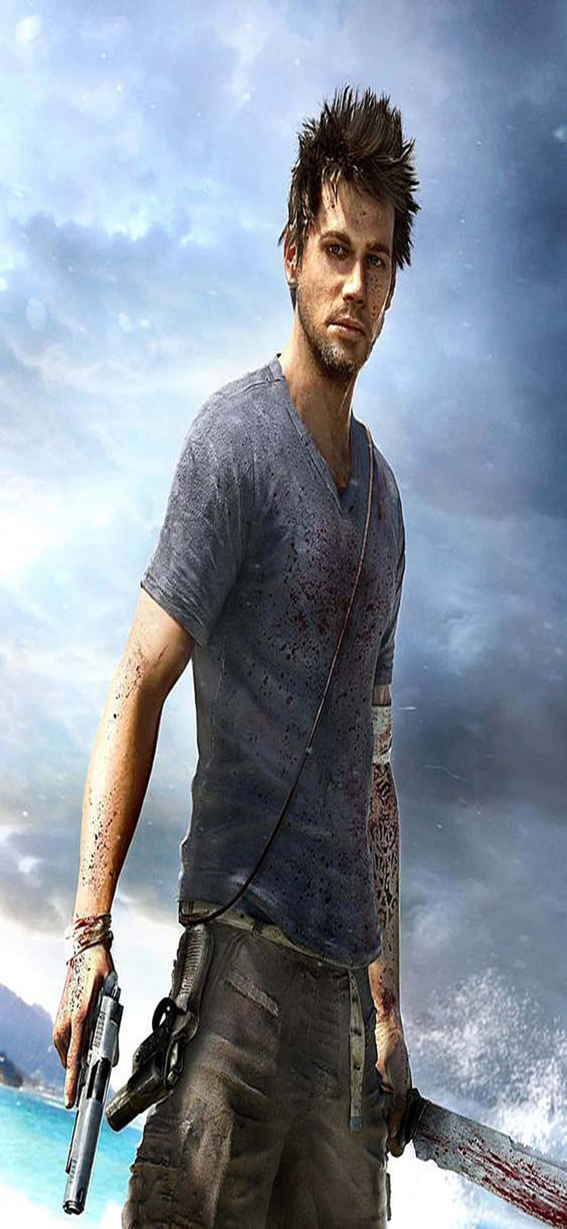 iPhone X Far Cry 3 Jason Brody Machete Background Picha ya Ukuta