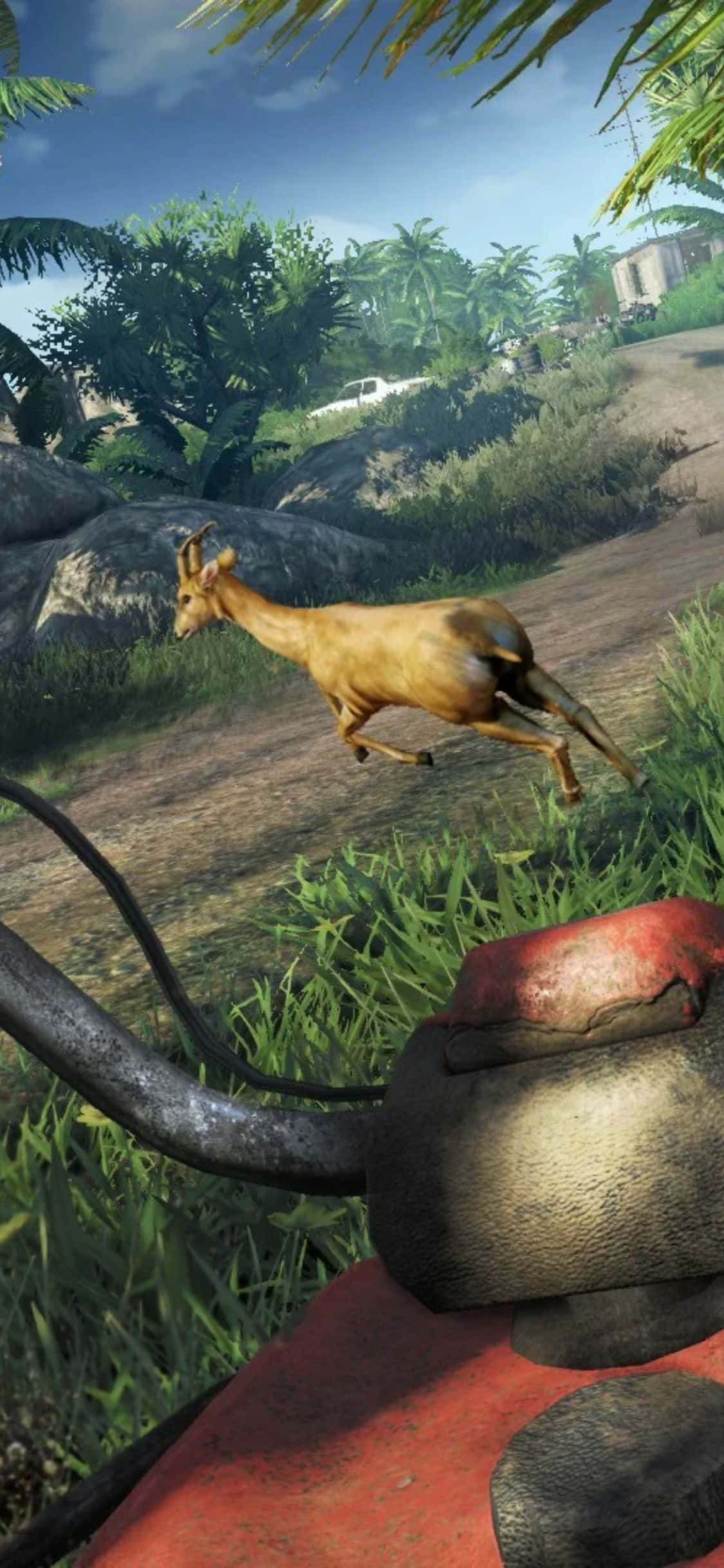 iPhone X Far Cry 3 Deer Running Background Picha ya Ukuta