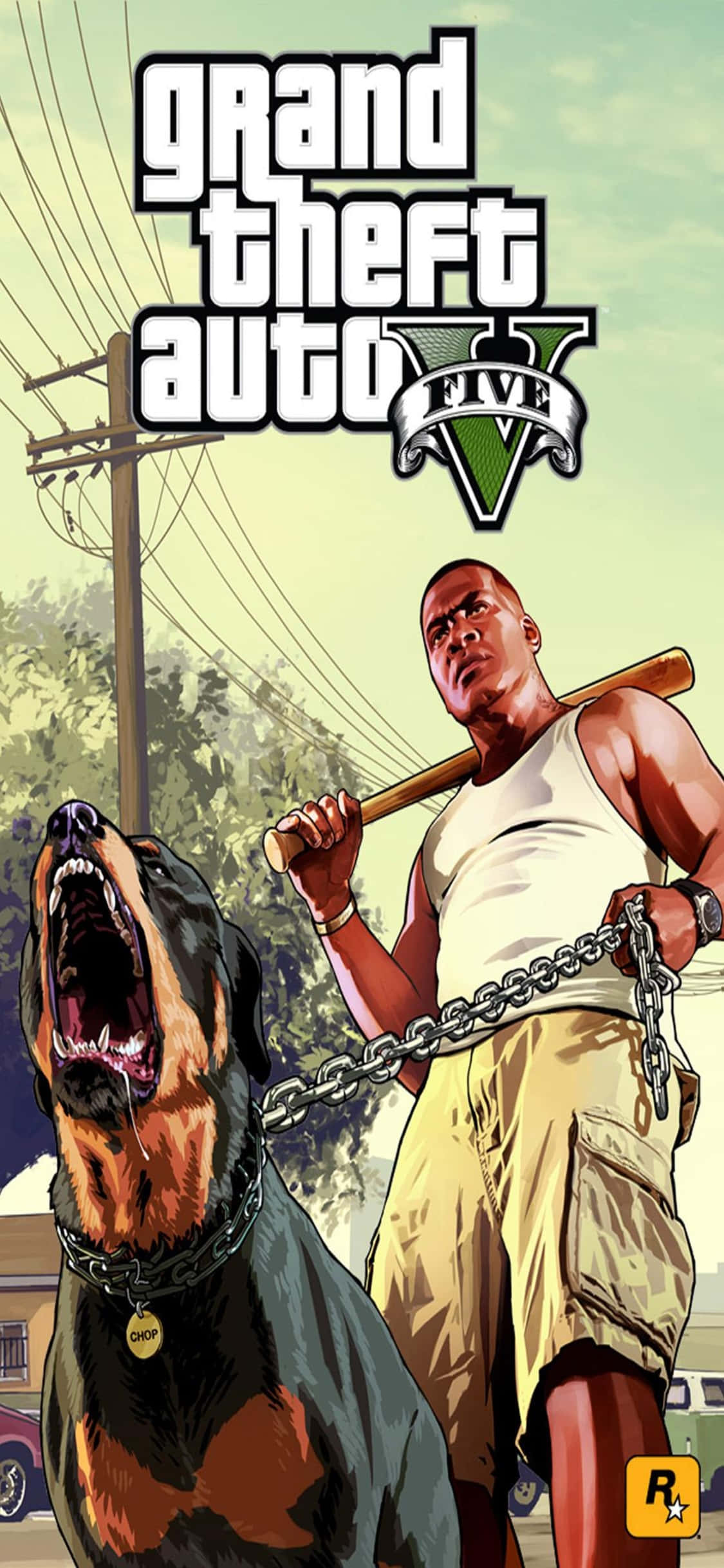 iPhone X Grand Theft Auto V Background Franklin & Chop Picha ya Ukuta