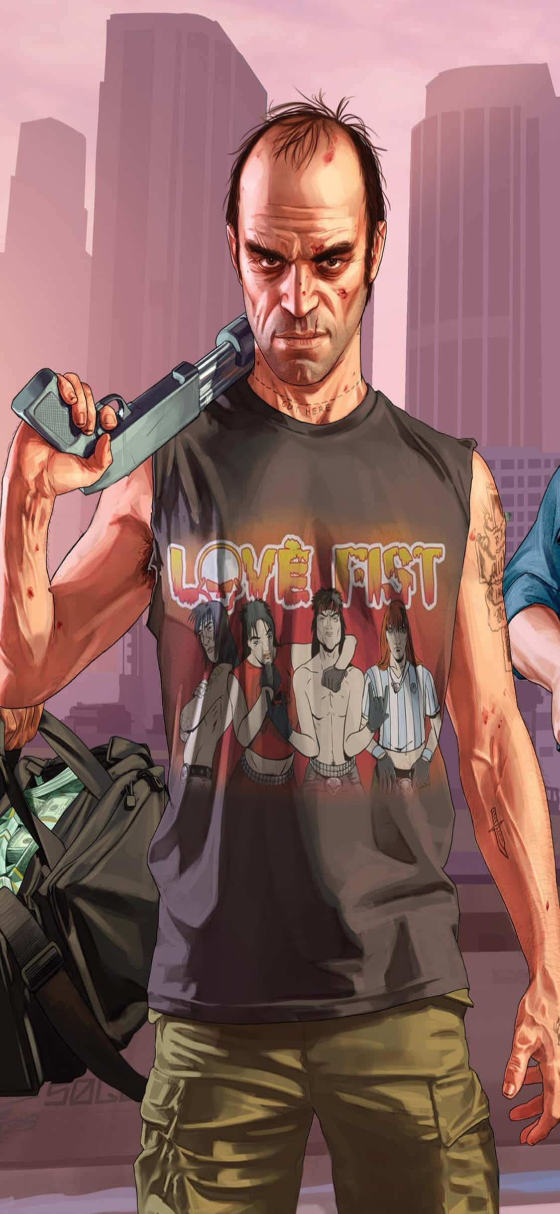 iPhone X Grand Theft Auto V Background Trevor & Gun Picha ya Ukuta