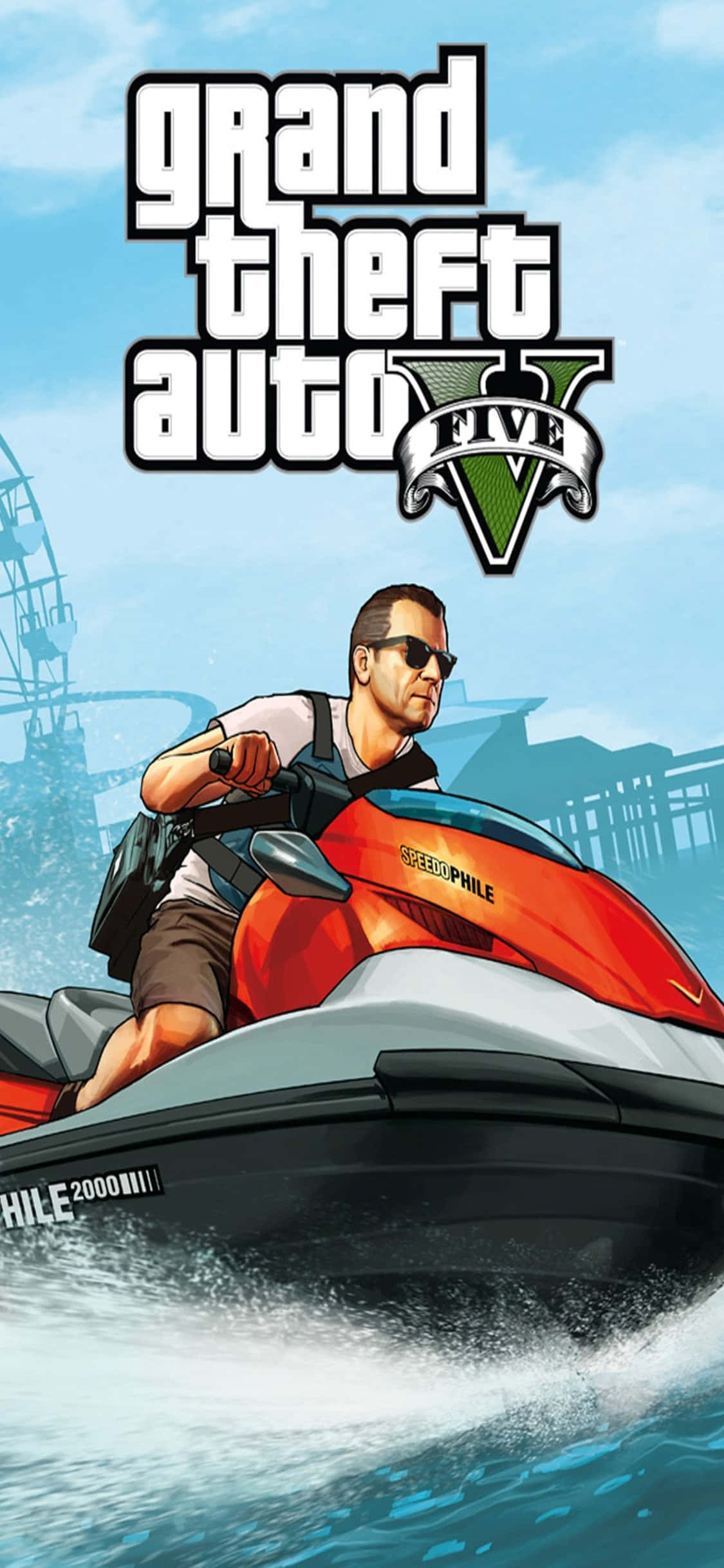 iPhone X Grand Theft Auto V Background And Jet Ski Picha ya Ukuta
