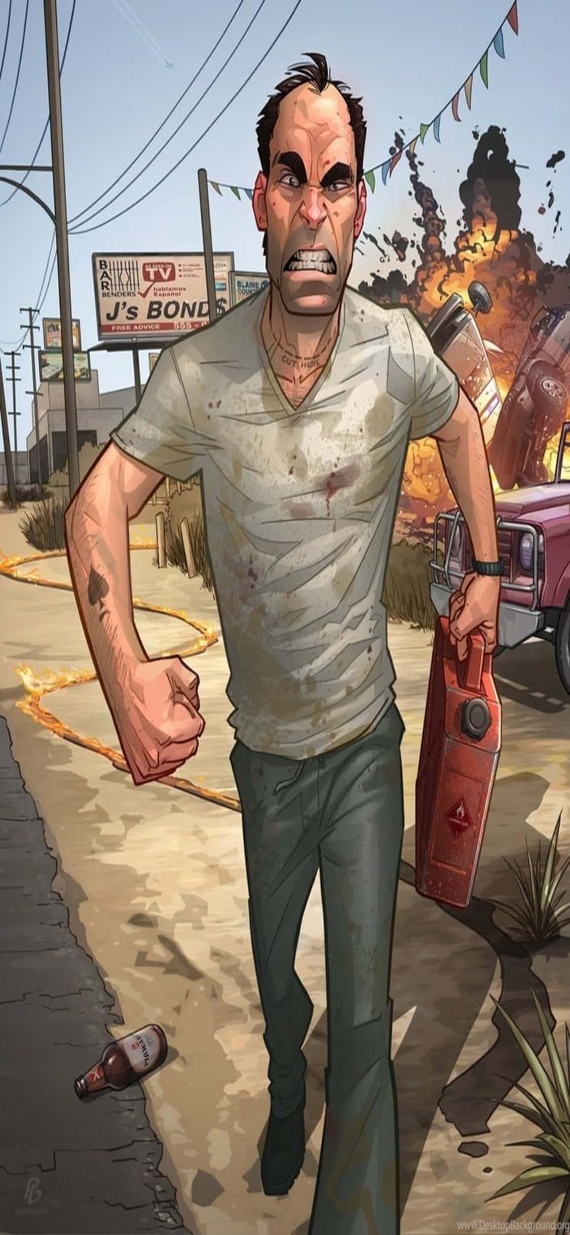 iPhone X Grand Theft Auto V Background Angry Trevor Picha ya Ukuta