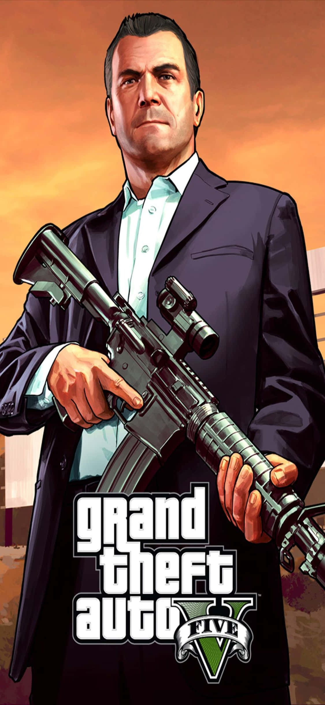 iPhone X Grand Theft Auto V Background Gun & Michael Picha ya Ukuta