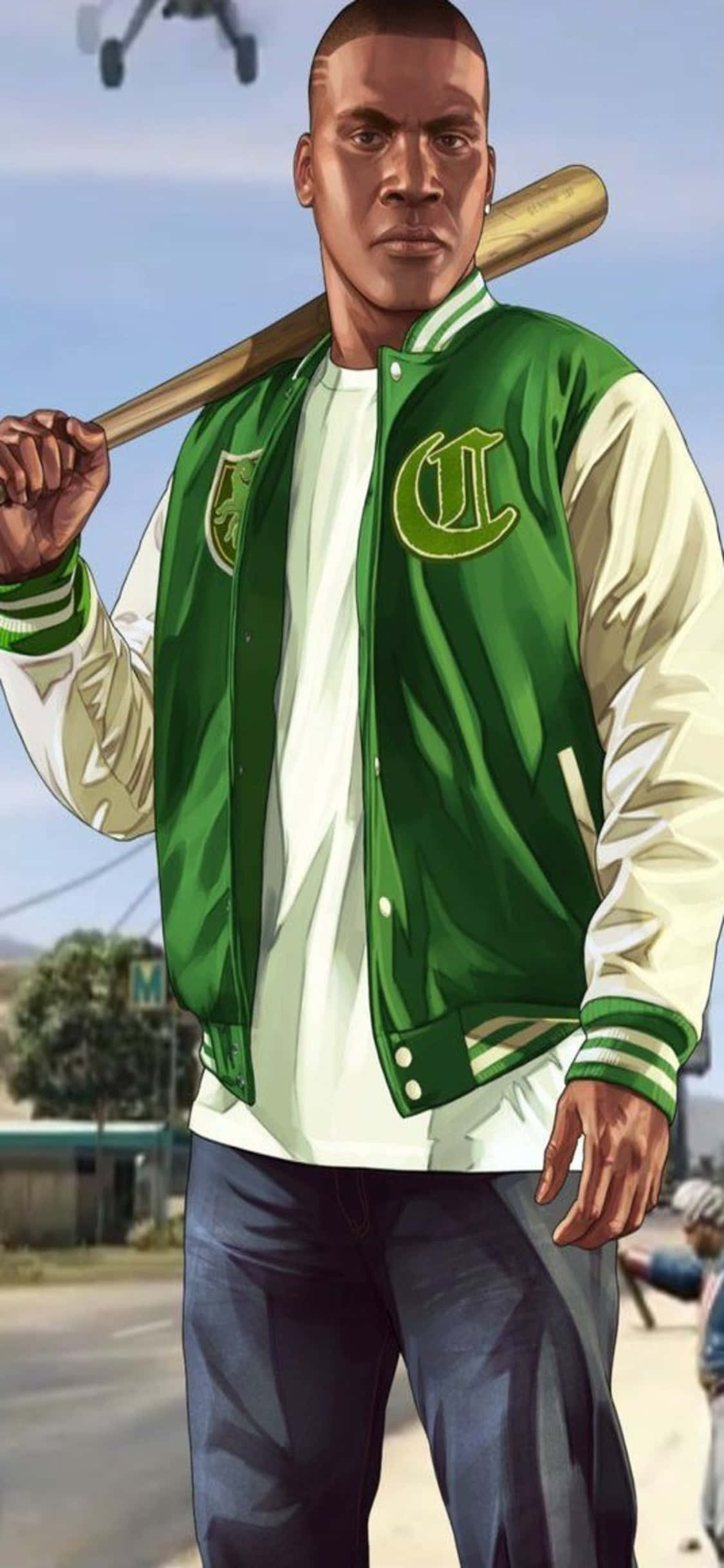 iPhone X Grand Theft Auto V Latar na Kijaketi ya Varsity Picha ya Ukuta
