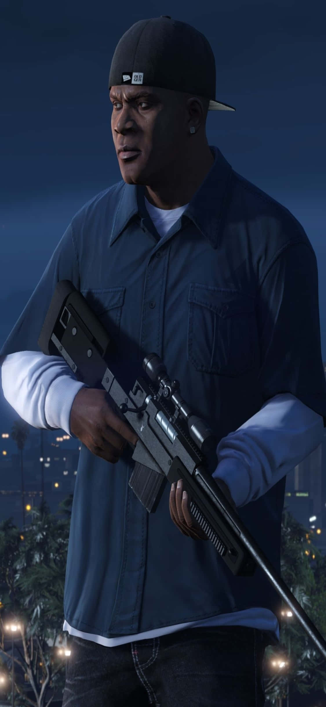 iPhone X Grand Theft Auto V Mandhari Franklin na Bunduki Picha ya Ukuta