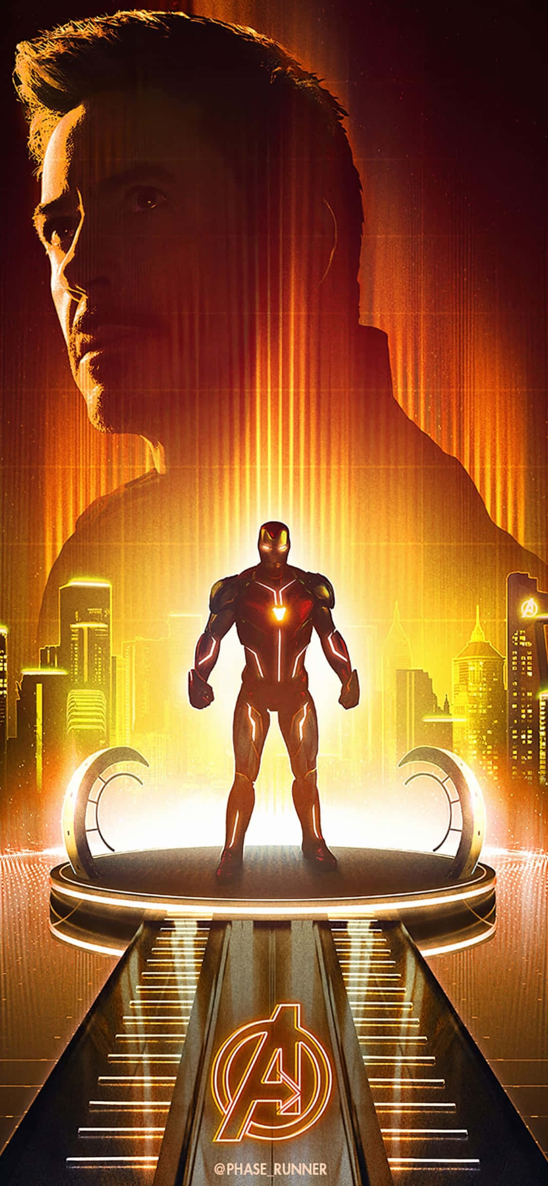 iPhone X Mandhari ya Iron Man Iron Man Kwenye Jukwaa Picha ya Ukuta