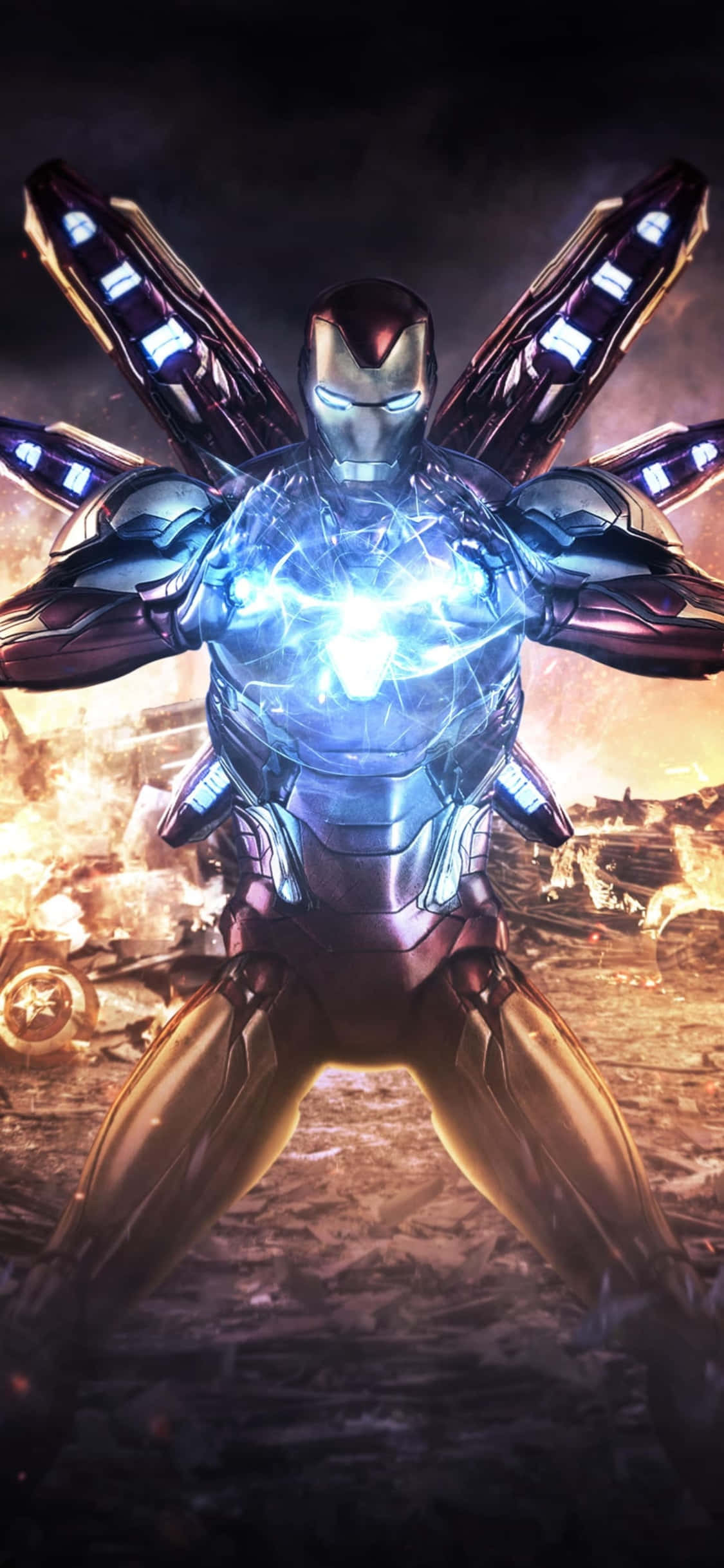 iPhone X Mandhari ya Iron Man na Suti ya Endgame Picha ya Ukuta