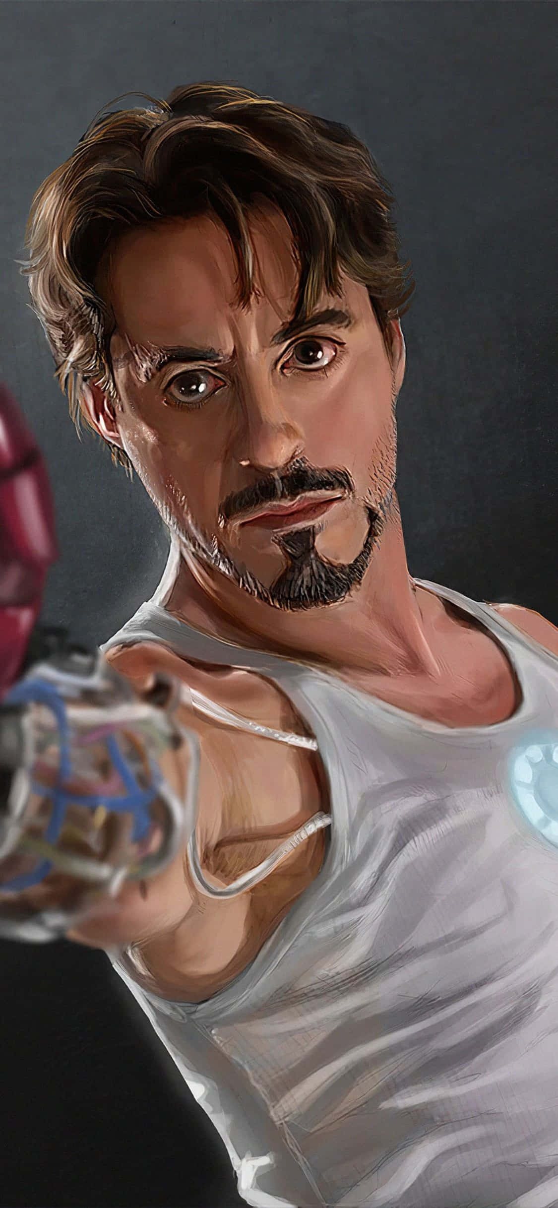 iPhone X Mandharinyuma ya Iron Man Tony Stark Bila Kifua Chake Picha ya Ukuta