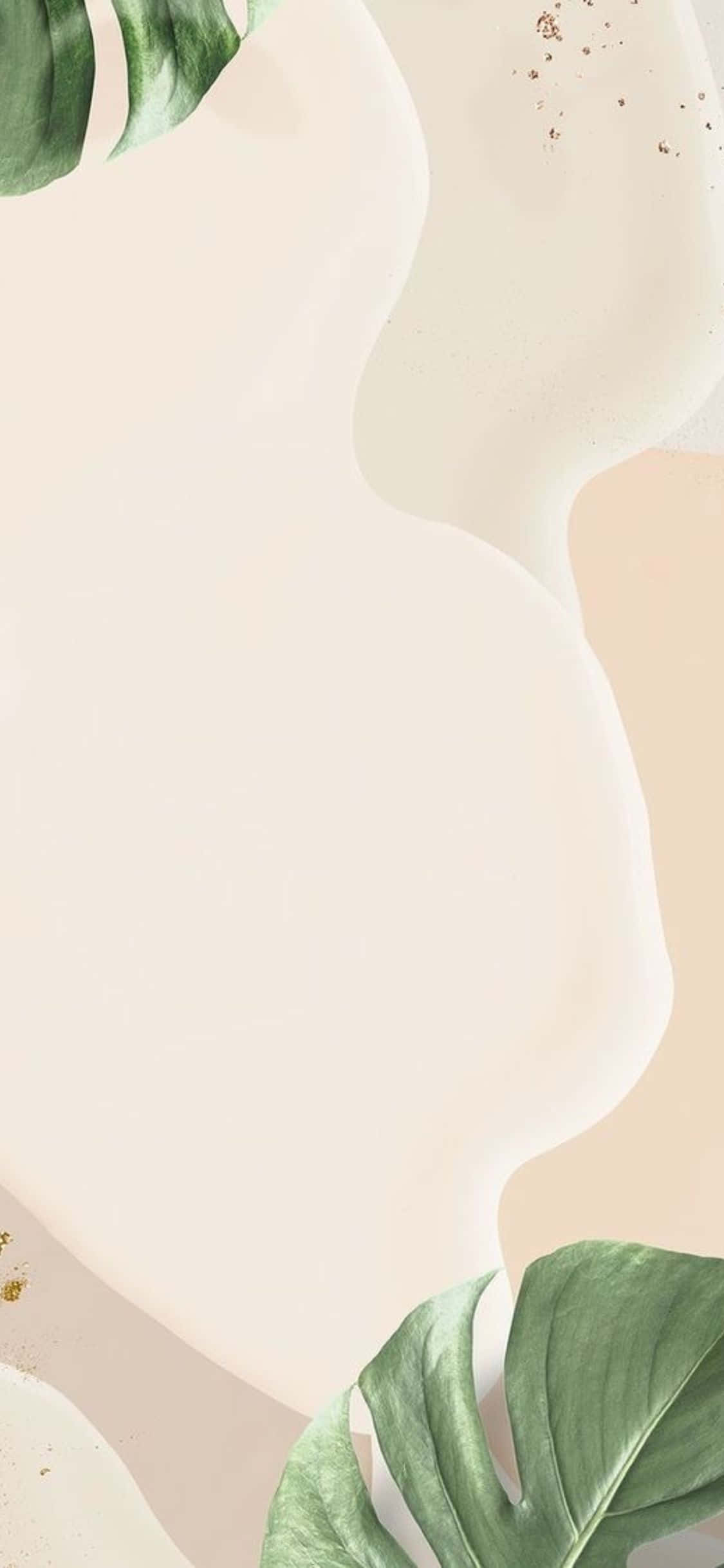 Mandhari ya iPhone X Minimal Monstera Leaves Beige Picha ya Ukuta