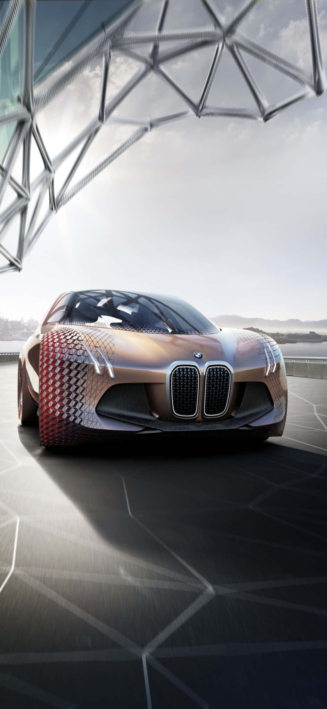 iPhone X na BMW kwa nyuma inaweza kusema ni mfano kamili wa utaratibu na maisha ya utaratibu. Picha ya Ukuta