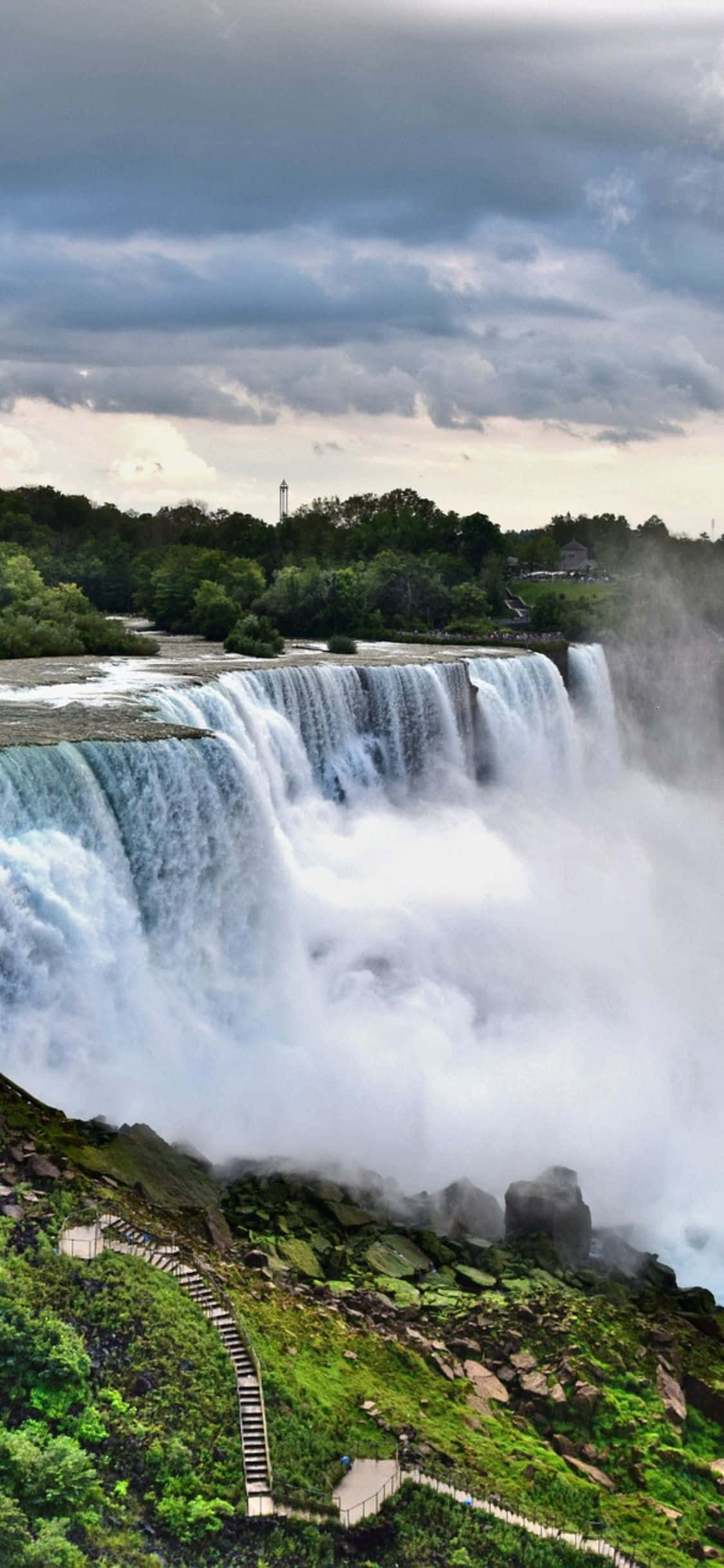 iPhone X Niagara Falls Cloudy Sky Background Picha ya Ukuta