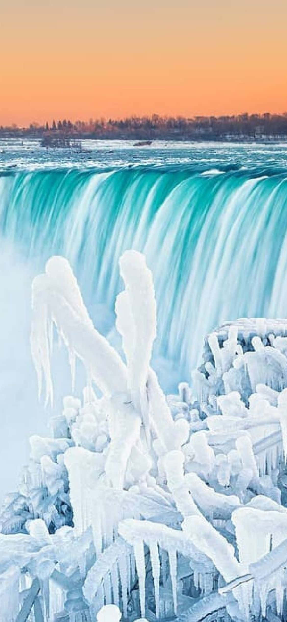iPhone X Niagara Falls Frozen Background Picha ya Ukuta