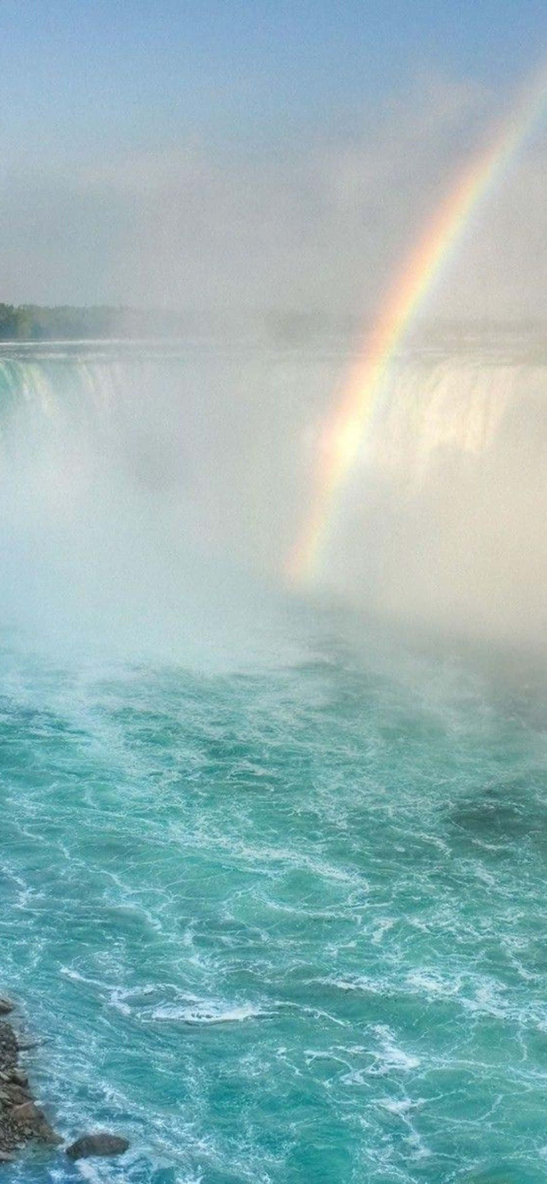iPhone X Niagara Falls Rainbow Background Picha ya Ukuta