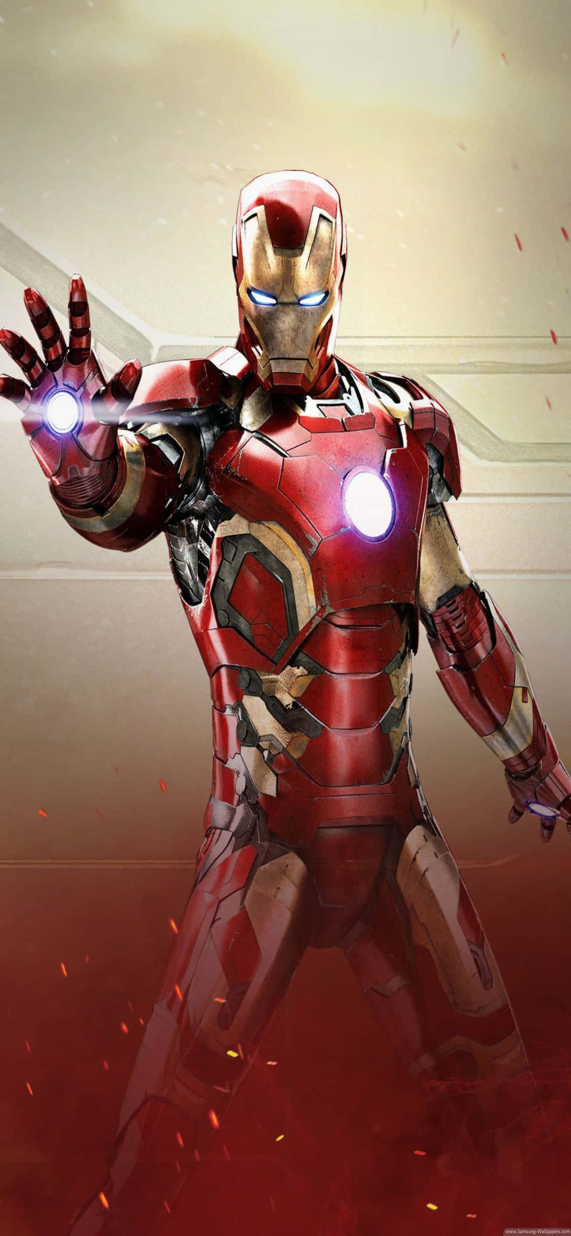 iPhone X Nyuma ya Iron Man Iron Man Anapiga Palms Zake Zinazong'aa Picha ya Ukuta