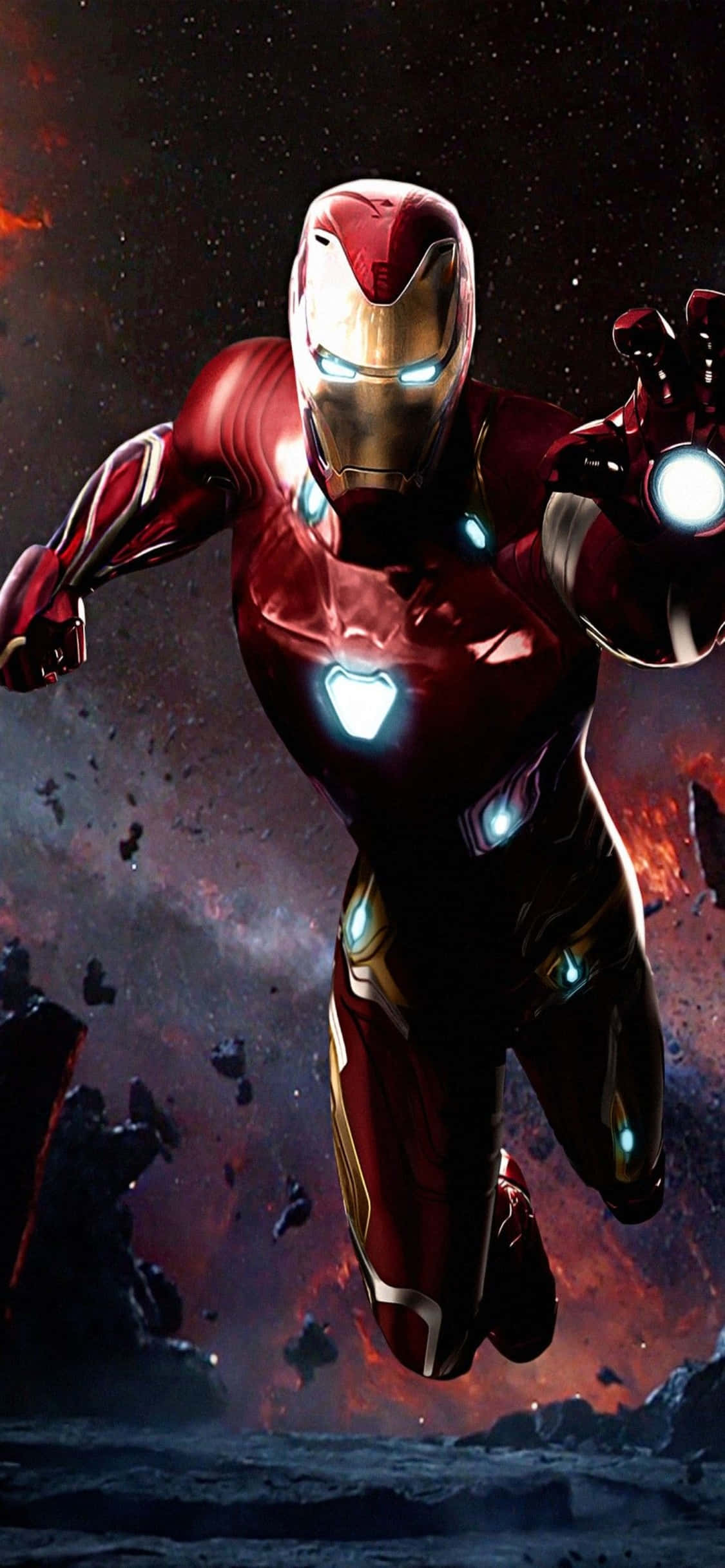 iPhone X Nyuma ya Iron Man Iron Man Inapiga Blasta Picha ya Ukuta
