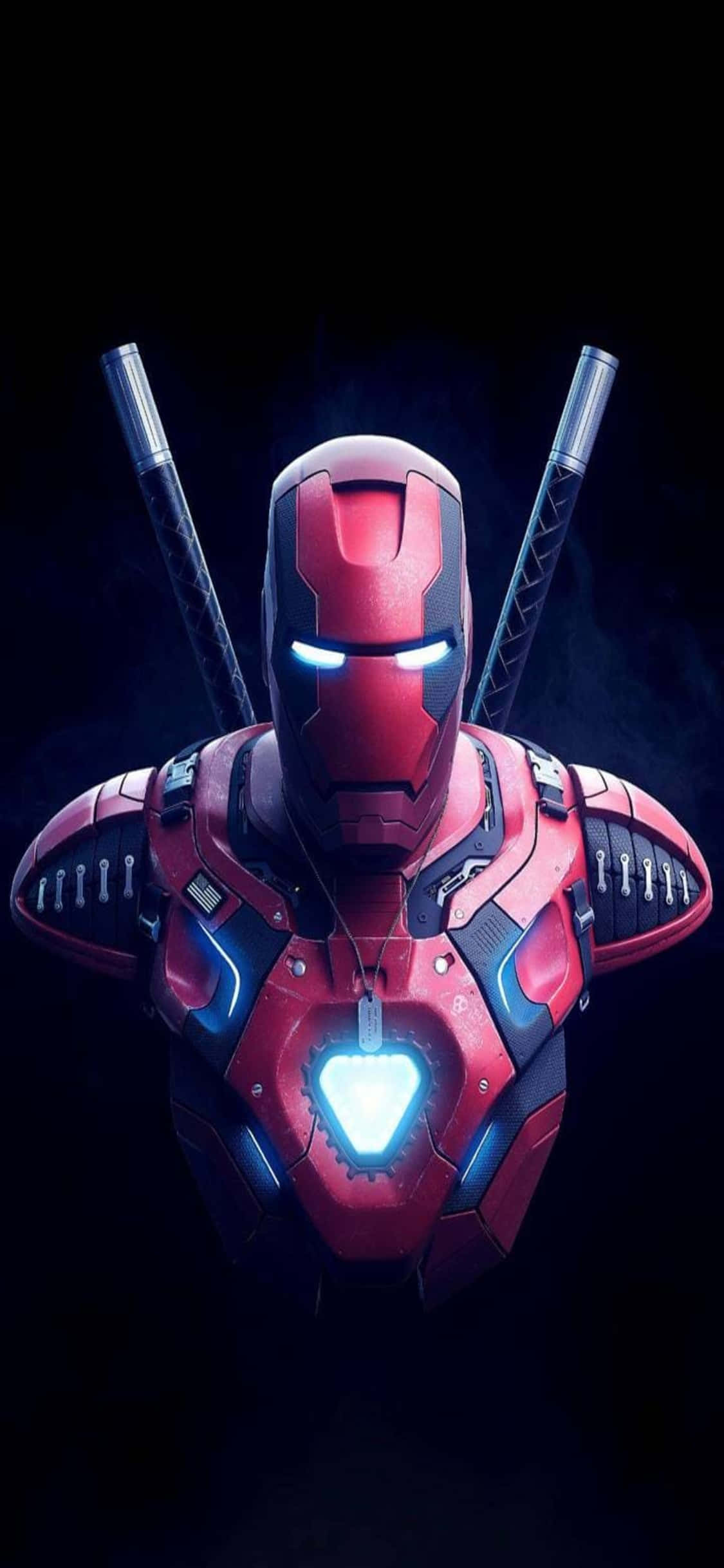 iPhone X Nyuma ya Iron Man Iron Man Mchanganyiko na Deadpool Picha ya Ukuta