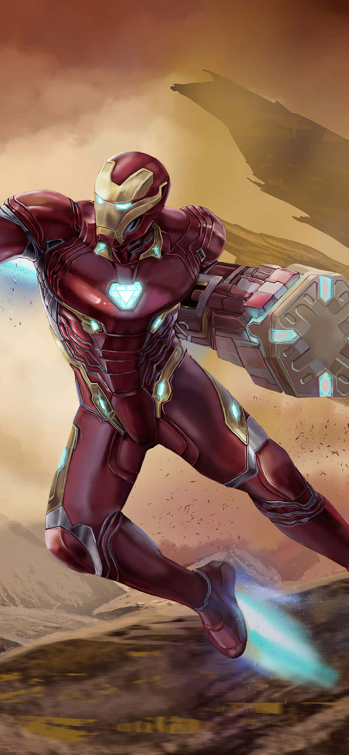 iPhone X Nyuma ya Iron Man Iron Man na Mshono wa Hammer Picha ya Ukuta
