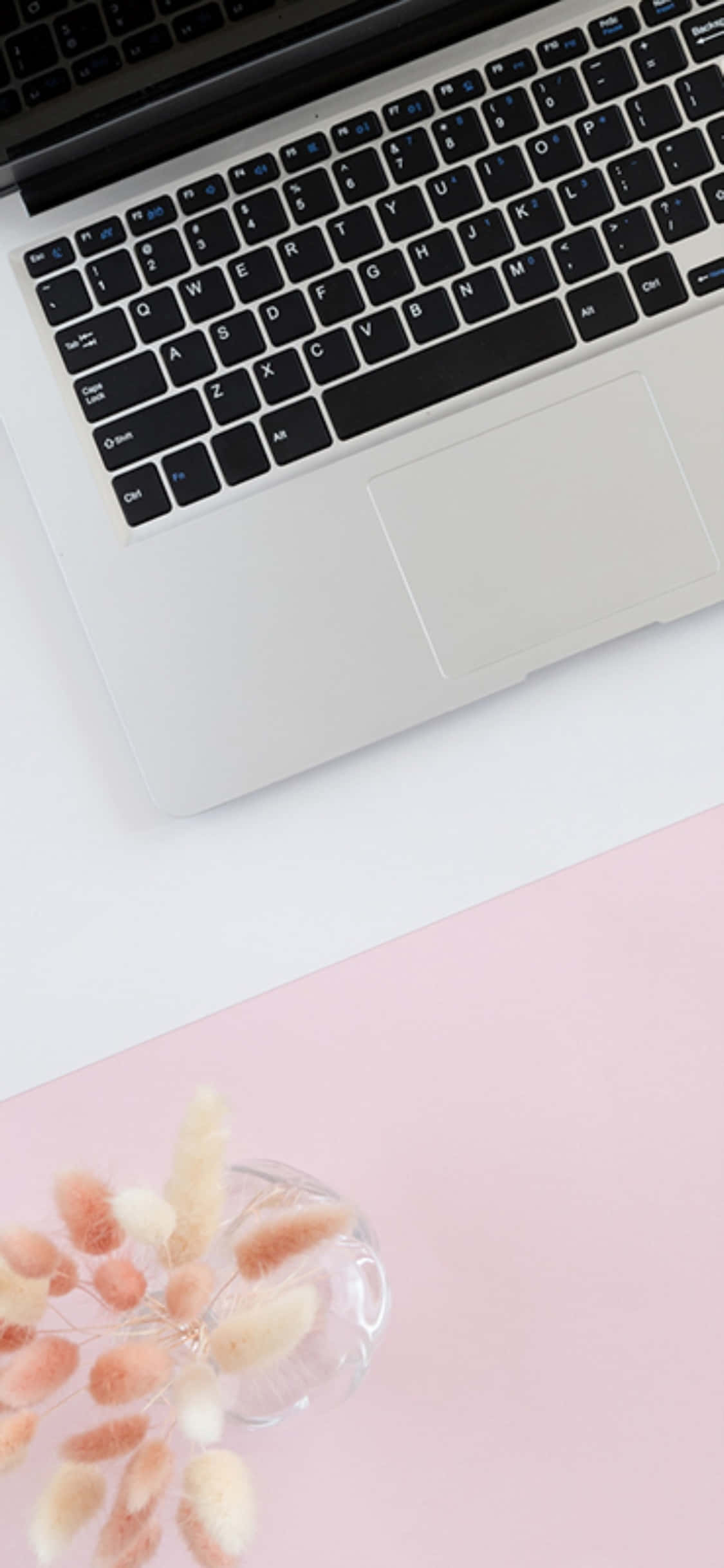 iPhone X Saa za Meza Laptop Na Msele wa Pink Picha ya Ukuta