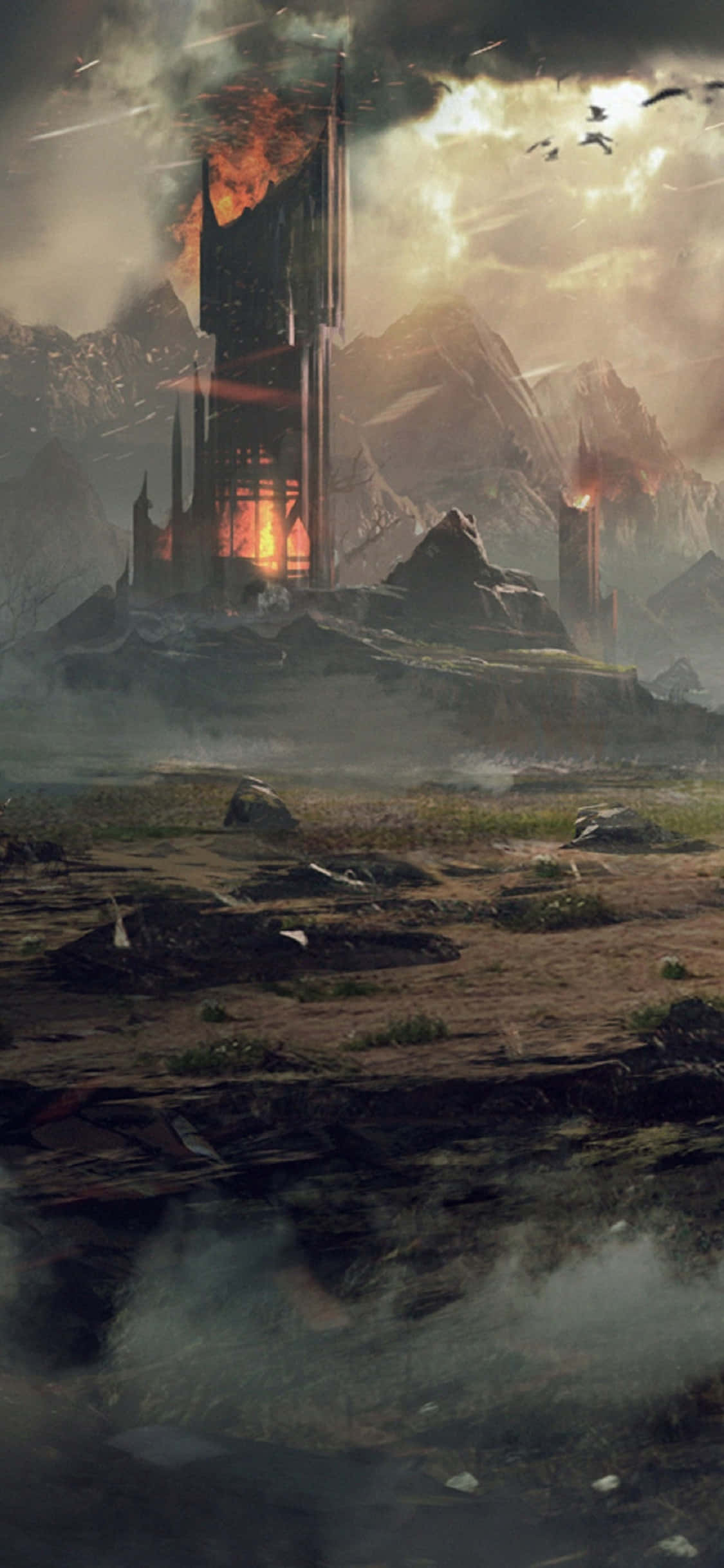 iPhone X Shadow Of Mordor Background Castle Picha ya Ukuta