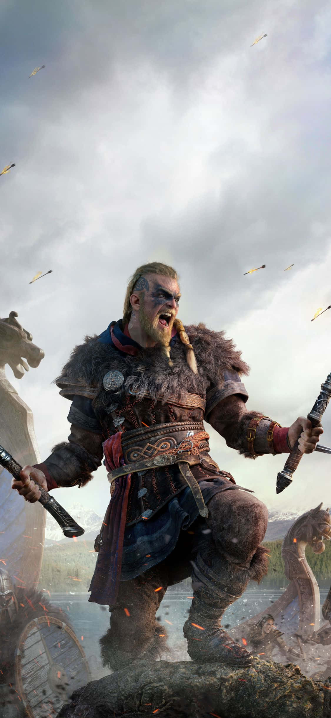 iPhone Xs Assassin's Creed Valhalla Shouting Eivor Background Picha ya Ukuta