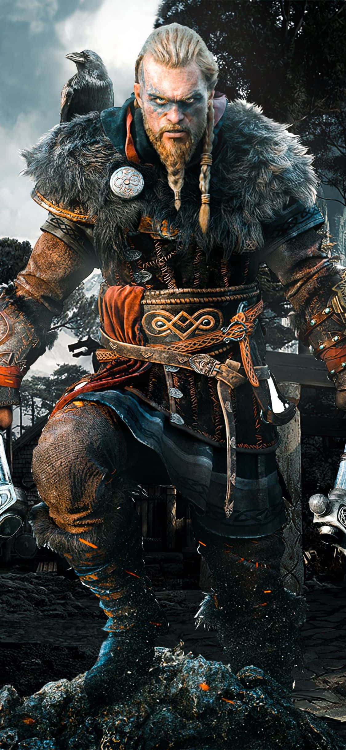 iPhone Xs Assassin's Creed Valhalla Eivor Kutoka Bahari Background Picha ya Ukuta