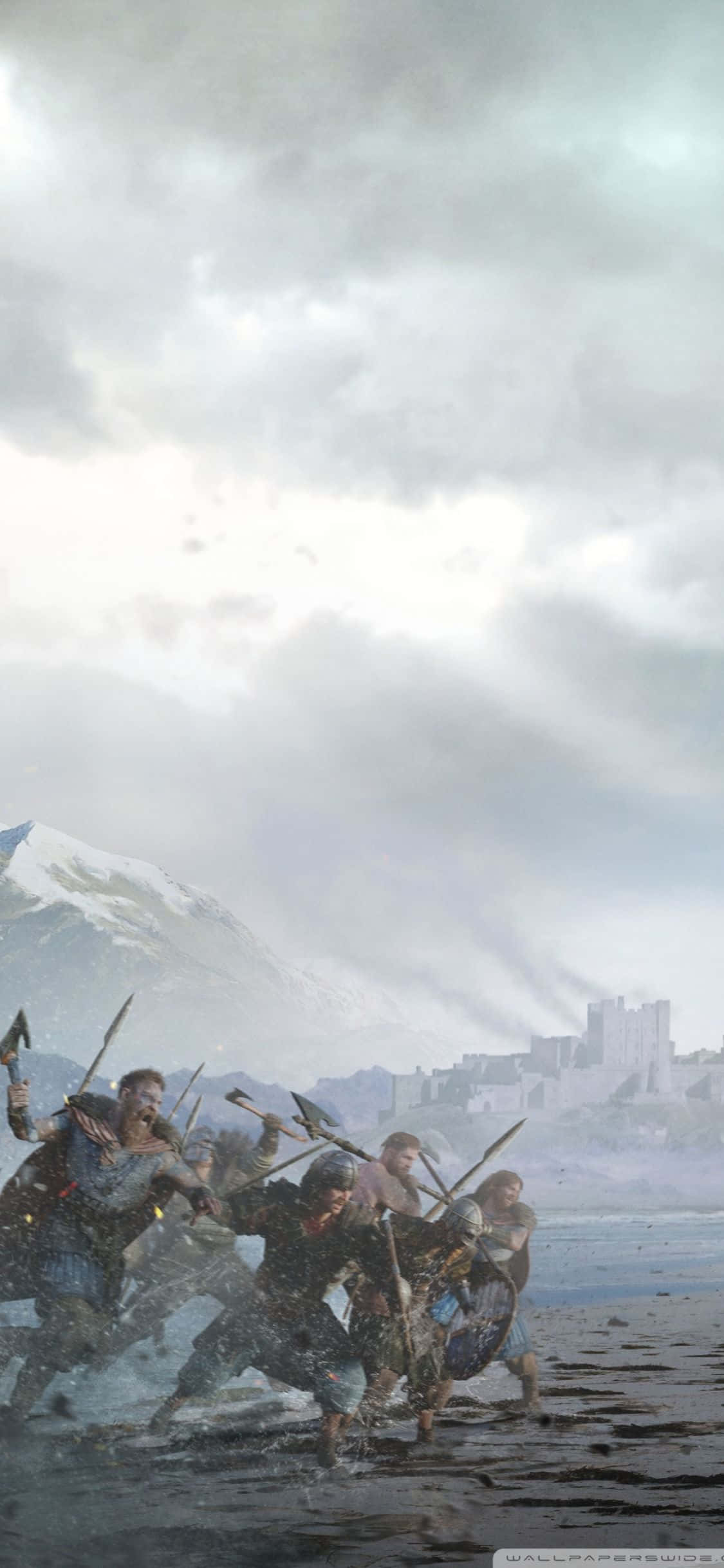 iPhone Xs Assassin's Creed Valhalla Jeshi la Viking Anayeweka Mandhari Picha ya Ukuta
