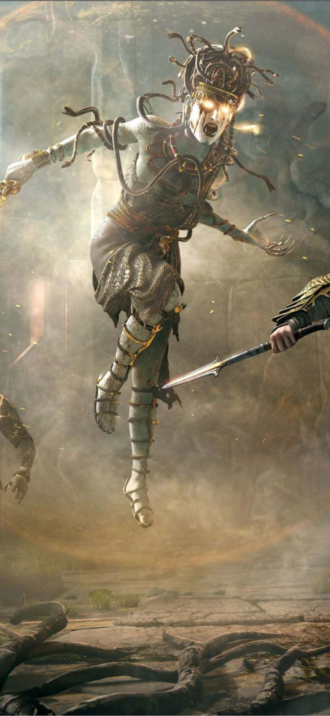 iPhone Xs Assassin's Creed Valhalla Medusa Background Picha ya Ukuta