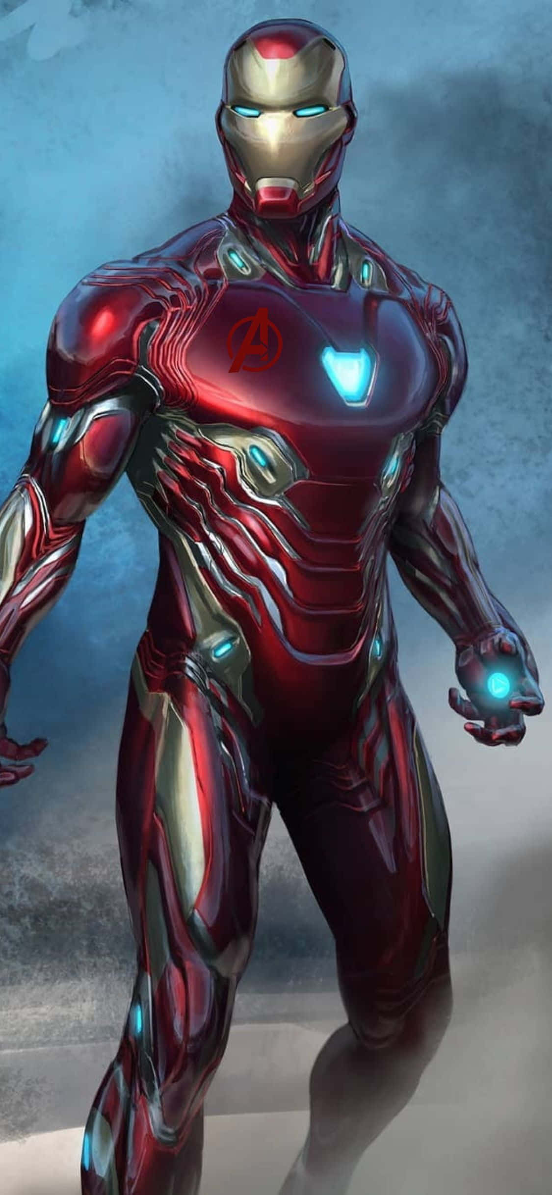 iPhone XS Avengers Background Iron Man In Mark 50 Suit Picha ya Ukuta