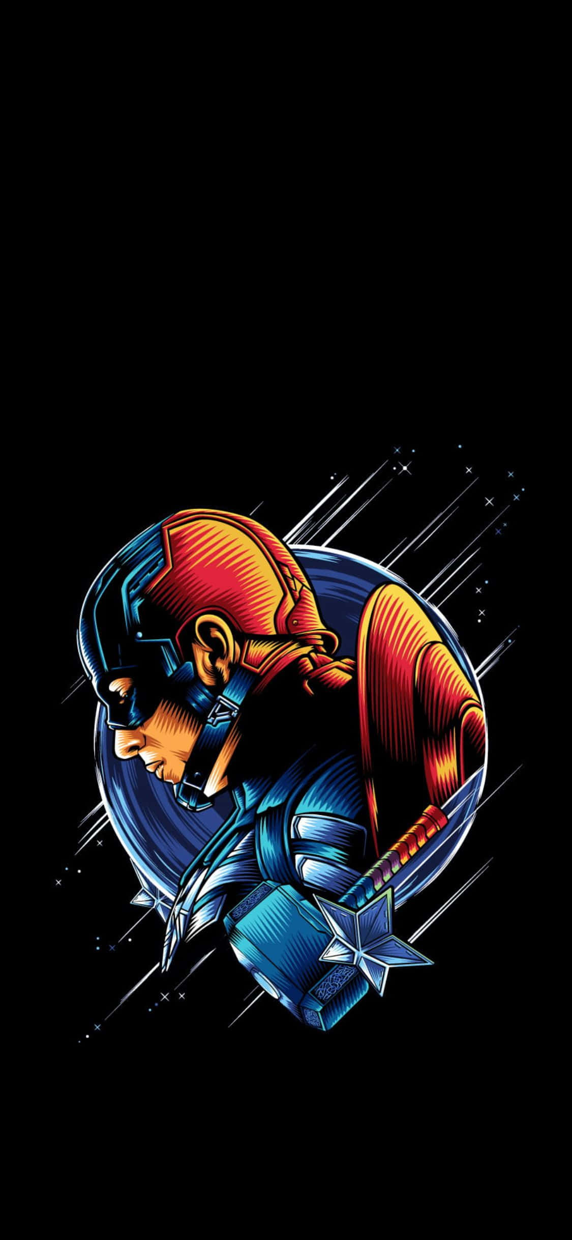 iPhone XS Avengers Background Captain America Digital Art Picha ya Ukuta
