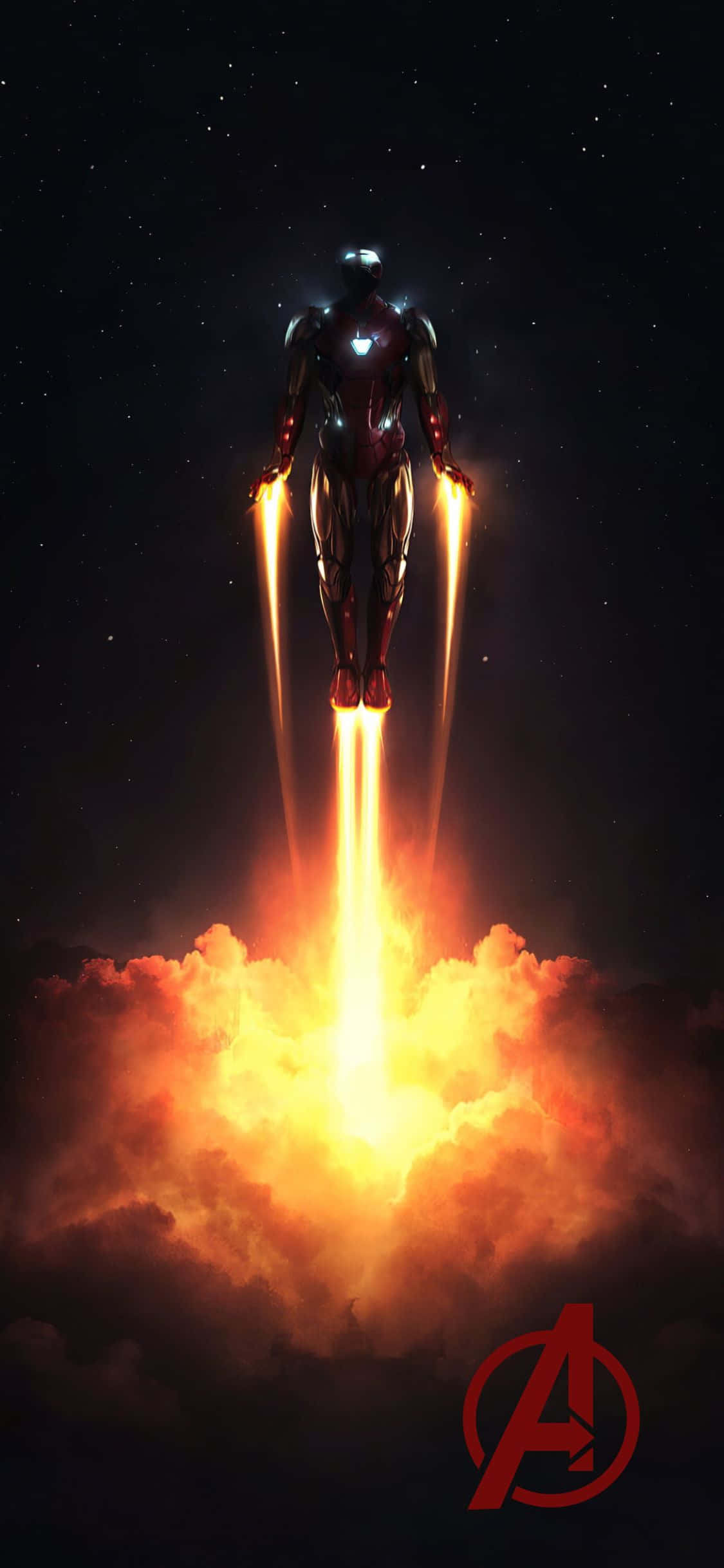 iPhone XS Avengers Background Iron Man In Flight Picha ya Ukuta