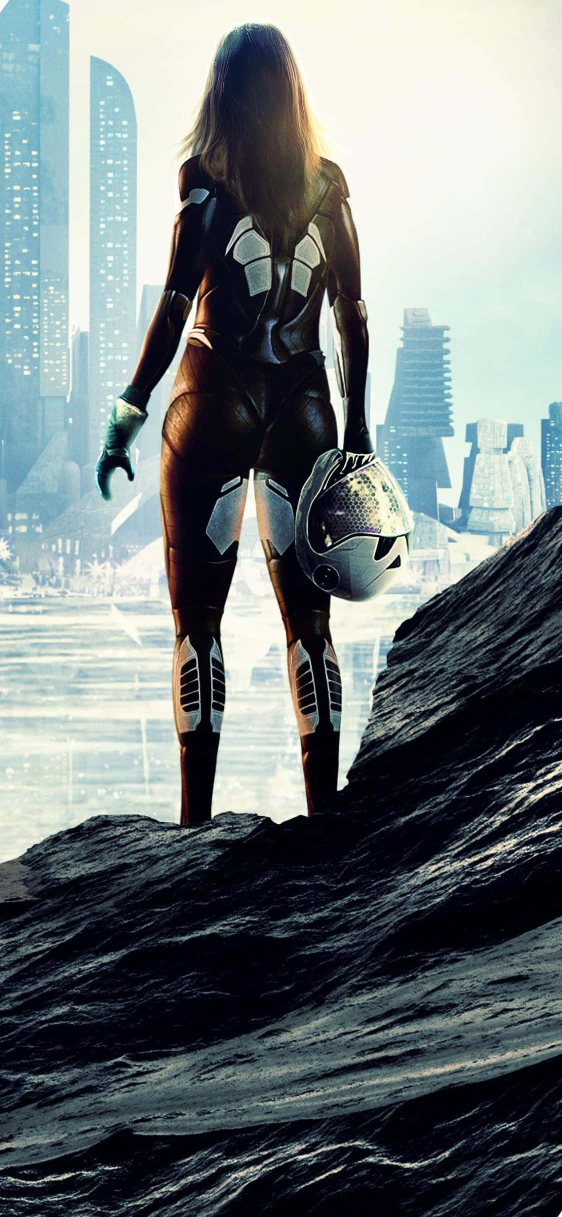 iPhone XS Civilization Beyond Earth Mwanamke Astronauti Mandhari Picha ya Ukuta