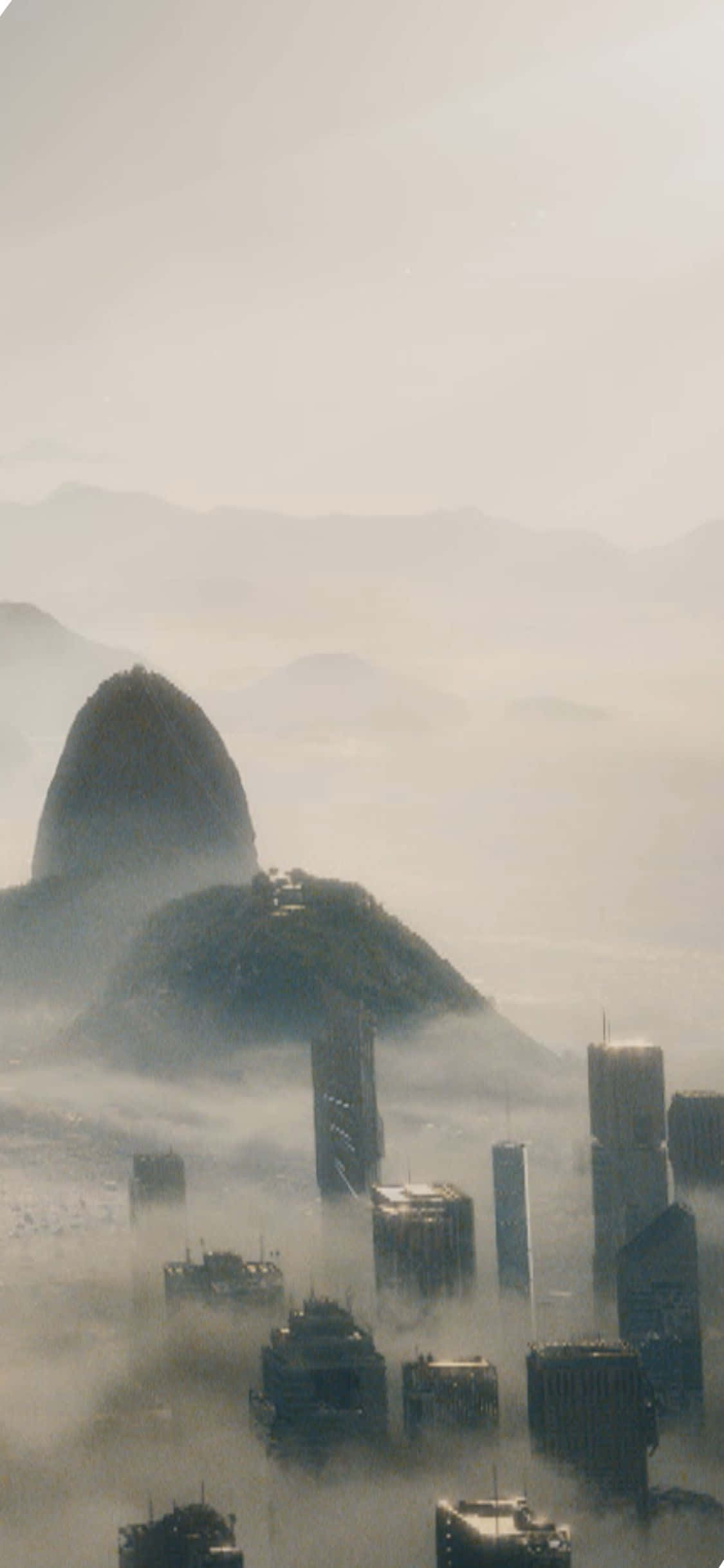 iPhone XS Civilization Beyond Earth Hazy Buildings And Mountains Background Picha ya Ukuta