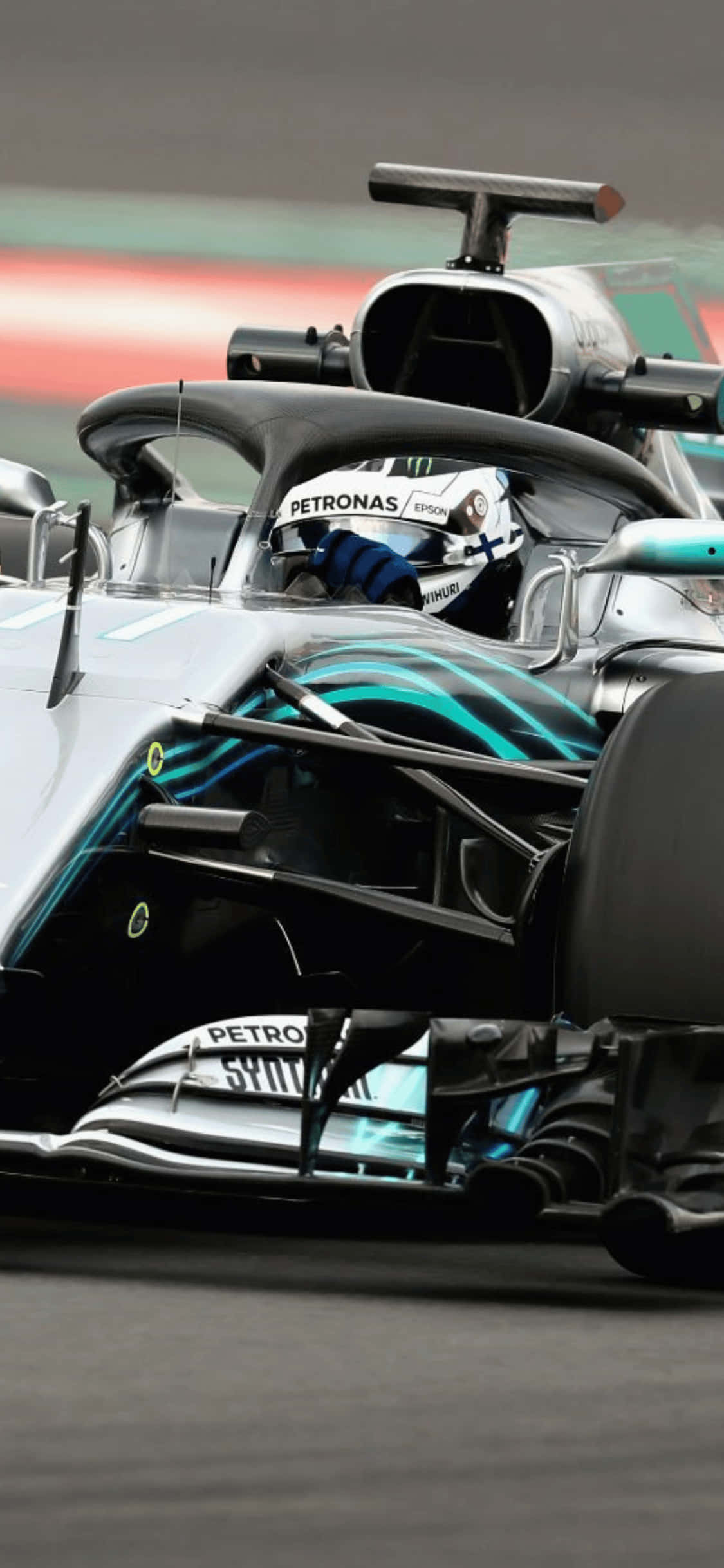 iPhone Xs F1 2018 Background ya Rangi Nyeupe na Bluu Picha ya Ukuta