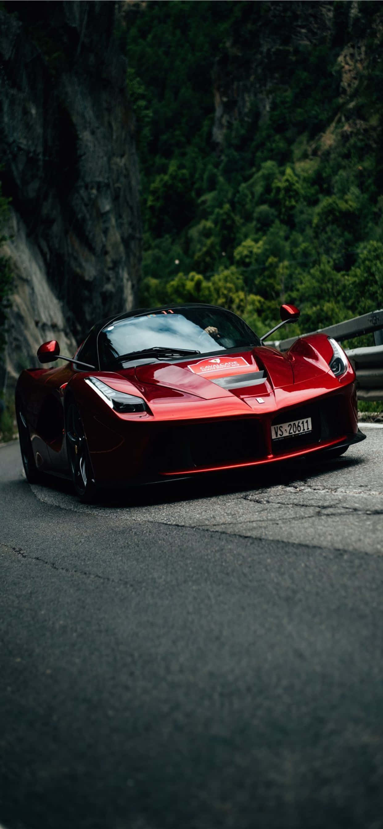 iPhone Xs Max Ferrari Mandhari LaFerrari Nyekundu ya Glossy Picha ya Ukuta