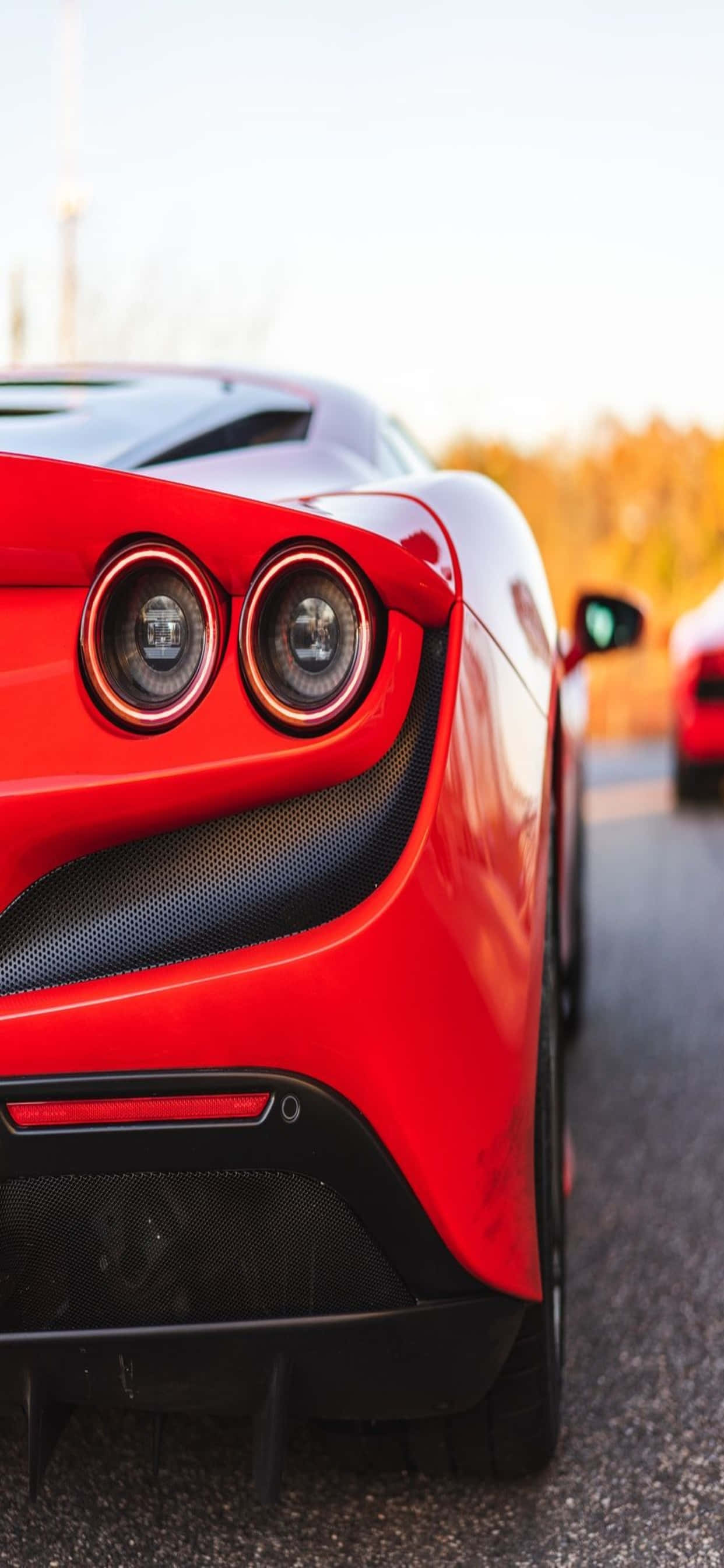 iPhone Xs Max Ferrari Background Rear Of A Red Ferrari F8 Tributo Picha ya Ukuta