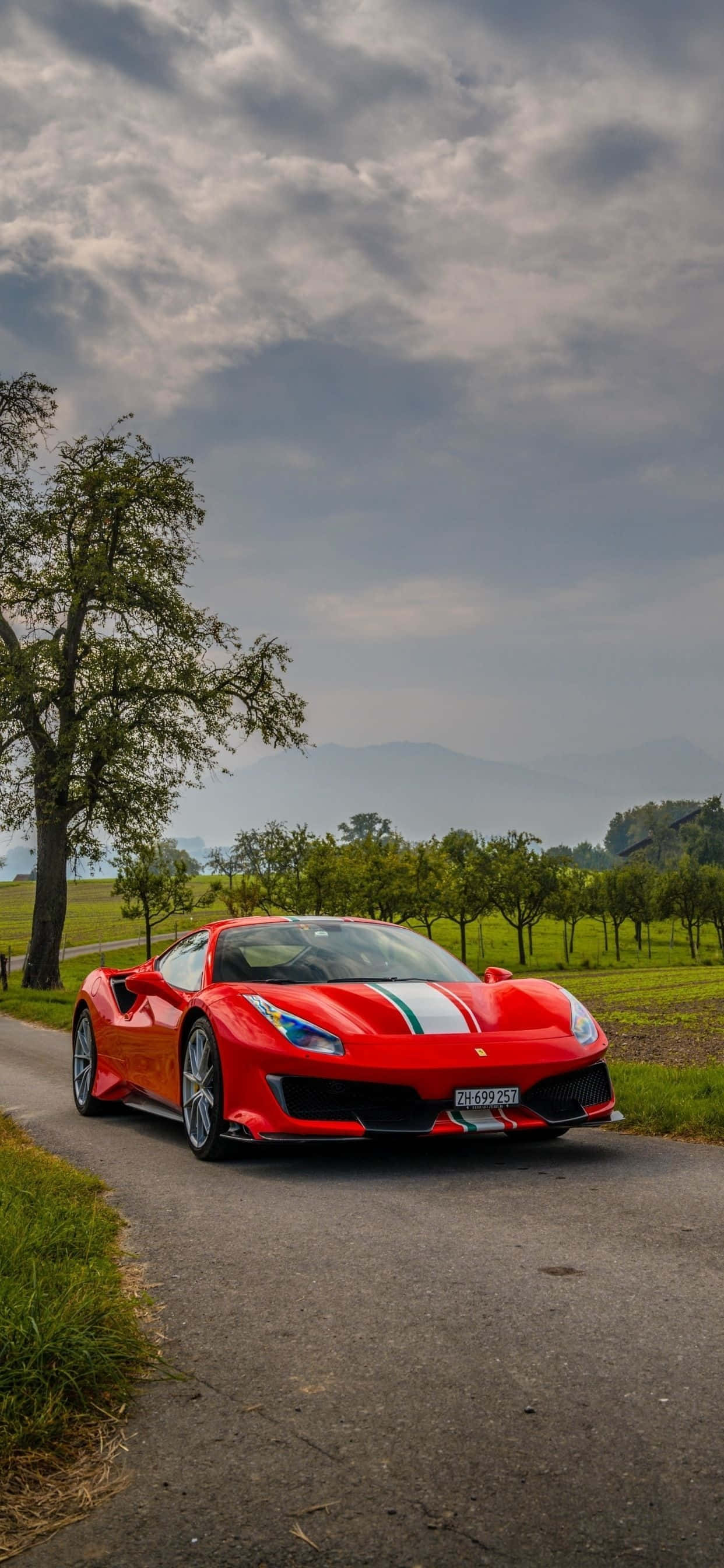 iPhone Xs Max Ferrari Nyekundu 488 Pista Picha ya Ukuta