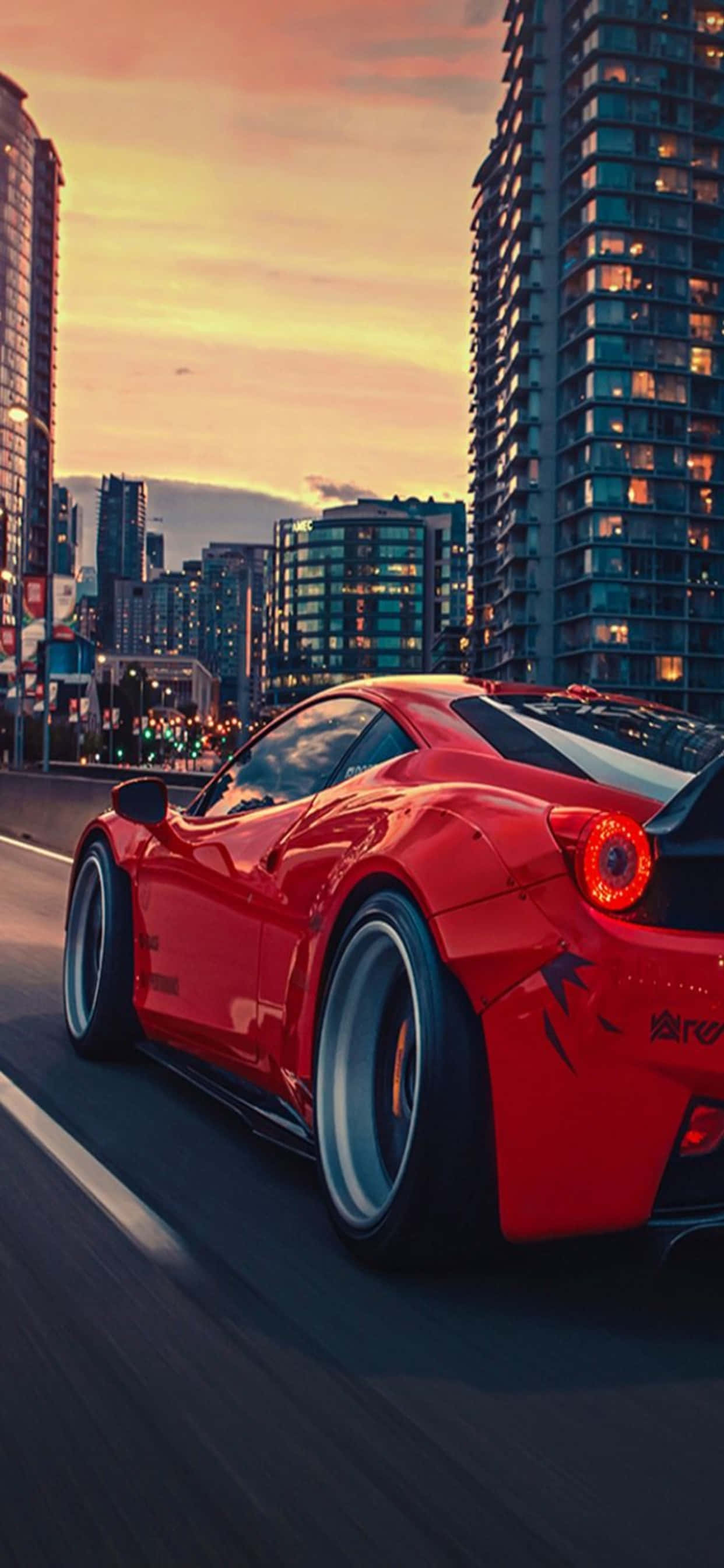 iPhone Xs Max Ferrari Background Ferrari 458 Nyekundu ya Glossy Picha ya Ukuta