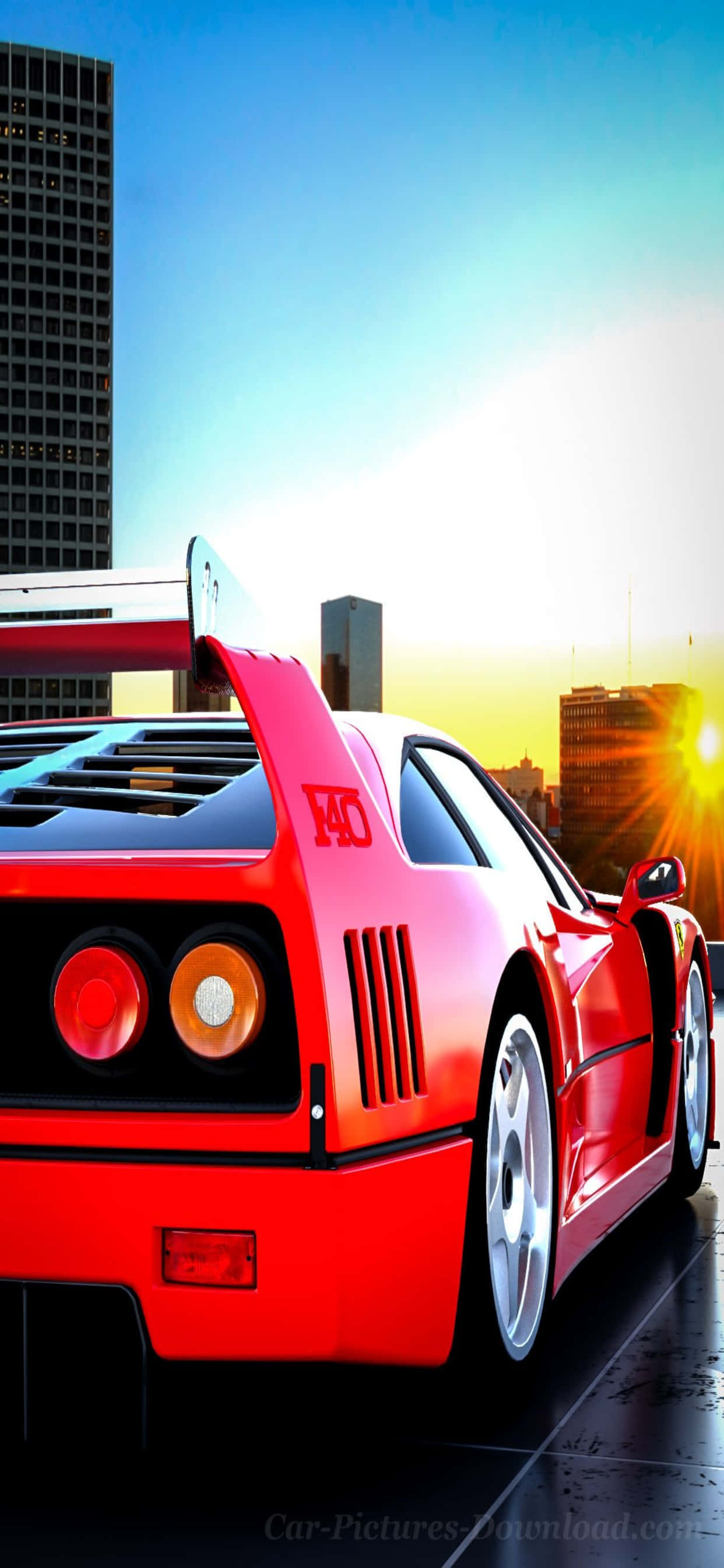 iPhone Xs Max Ferrari Background Kuchora ya Ferrari F40 Nyekundu Picha ya Ukuta