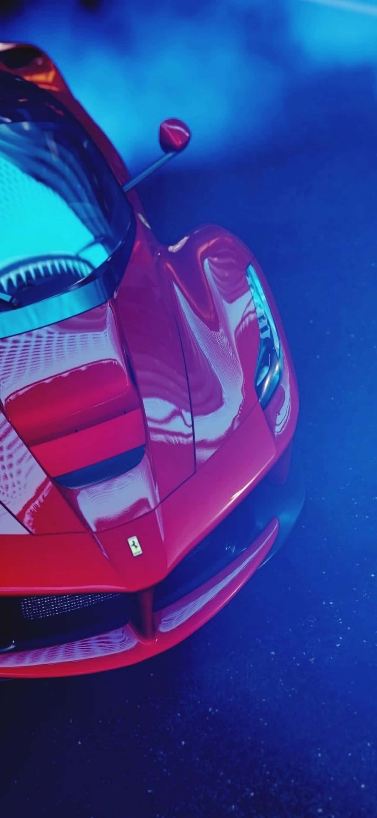 iPhone Xs Max Ferrari Nyekundu Iliyomwangaza na Mwanga wa Bluu Picha ya Ukuta