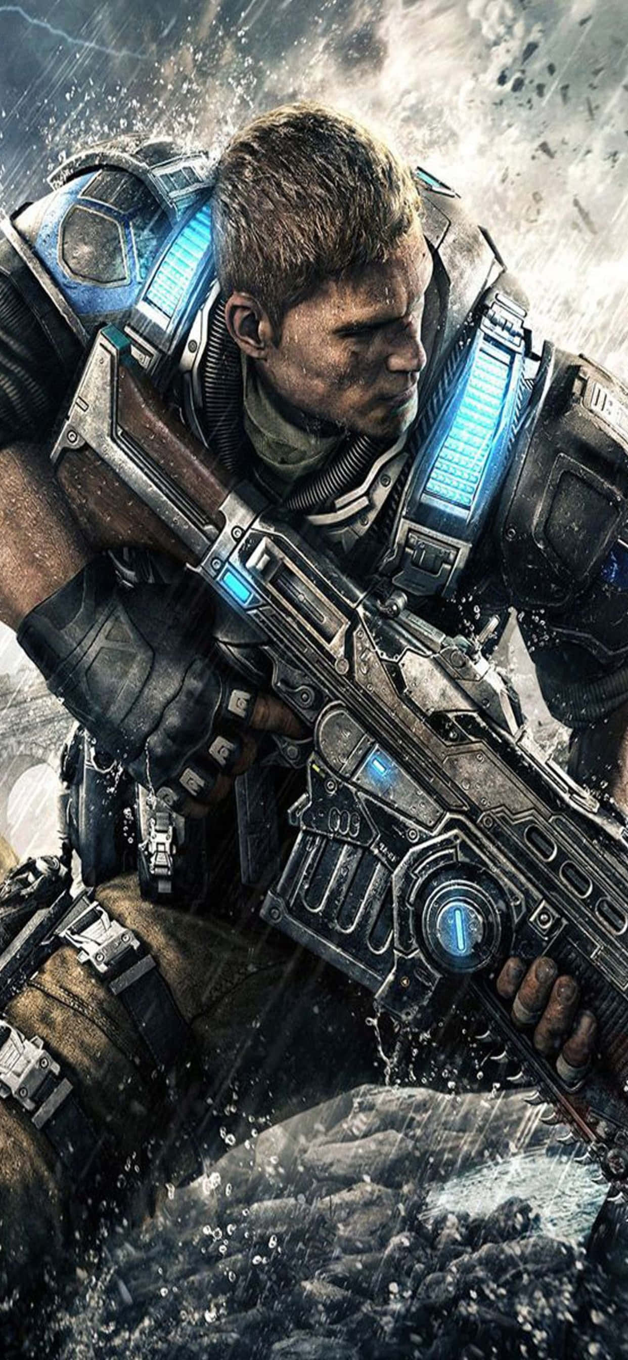 iPhone XS Max Gears Of War 5 JD Rifle Background Picha ya Ukuta