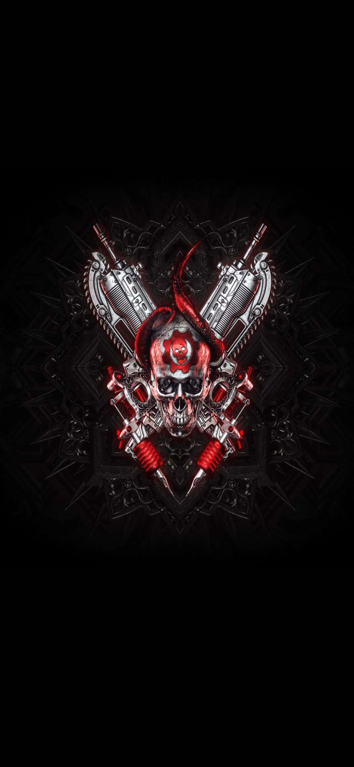iPhone XS Max Gears Of War 5 Symmetrical Logo Background Picha ya Ukuta