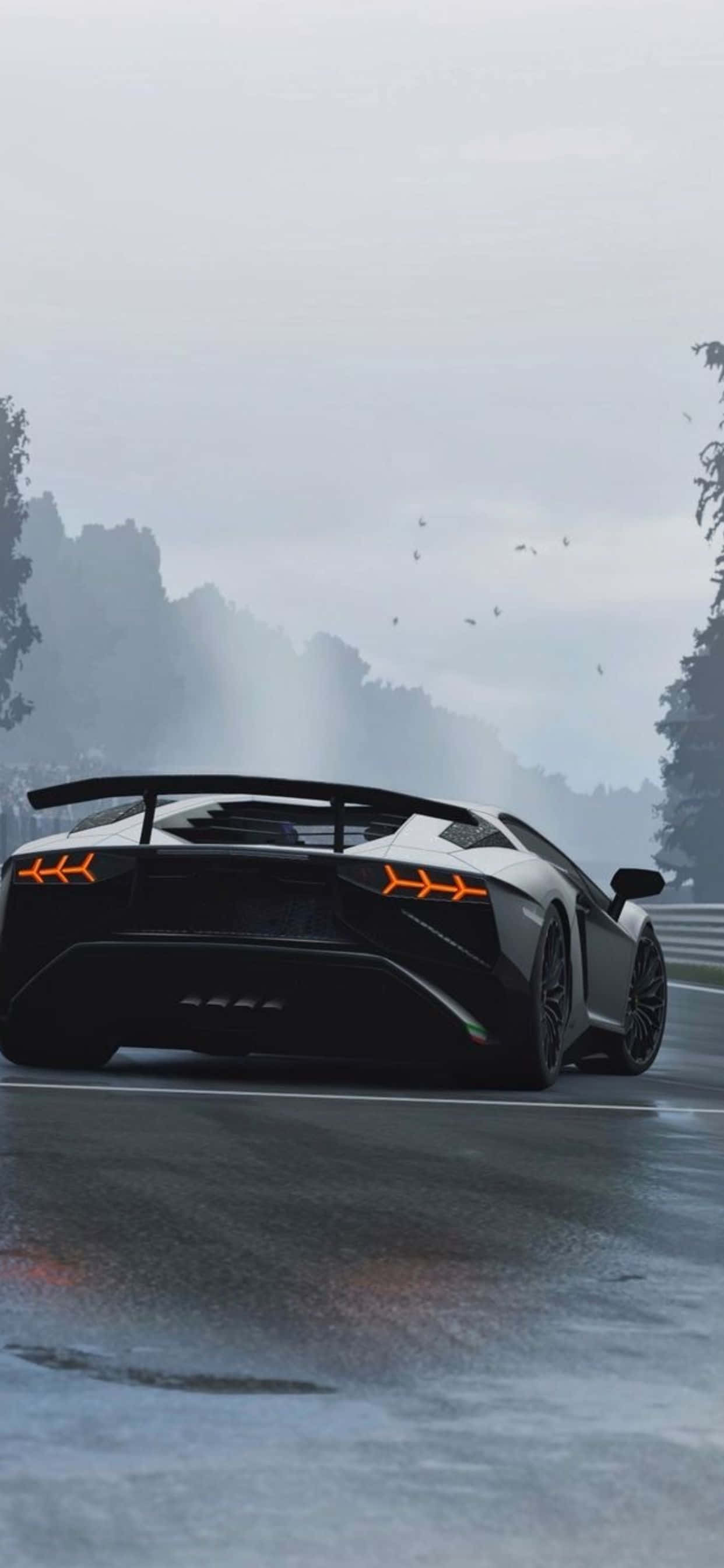 iPhone XS Max Lamborghini Aventador Mweusi Nyuma Picha ya Ukuta