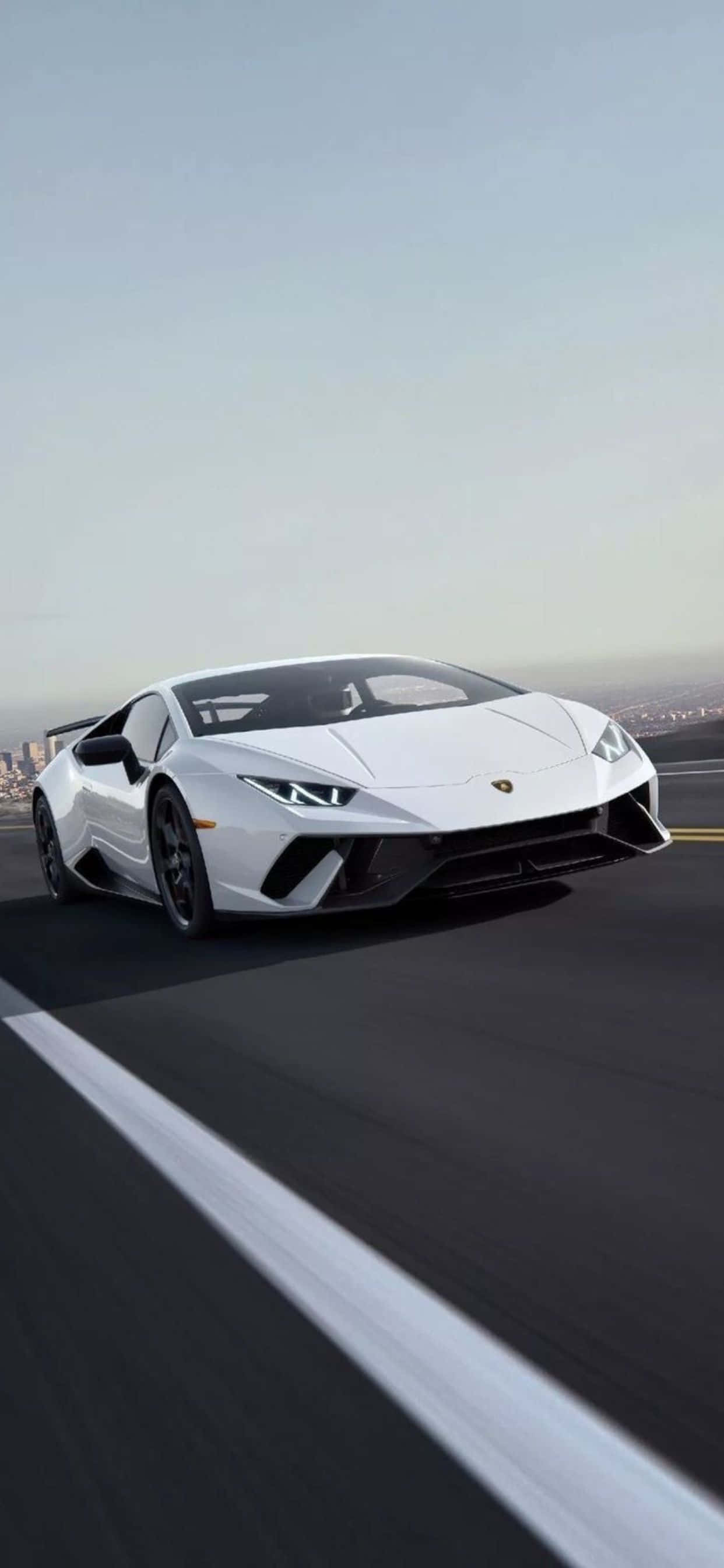 iPhone XS Max Lamborghini Huracan EVO White Background Picha ya Ukuta