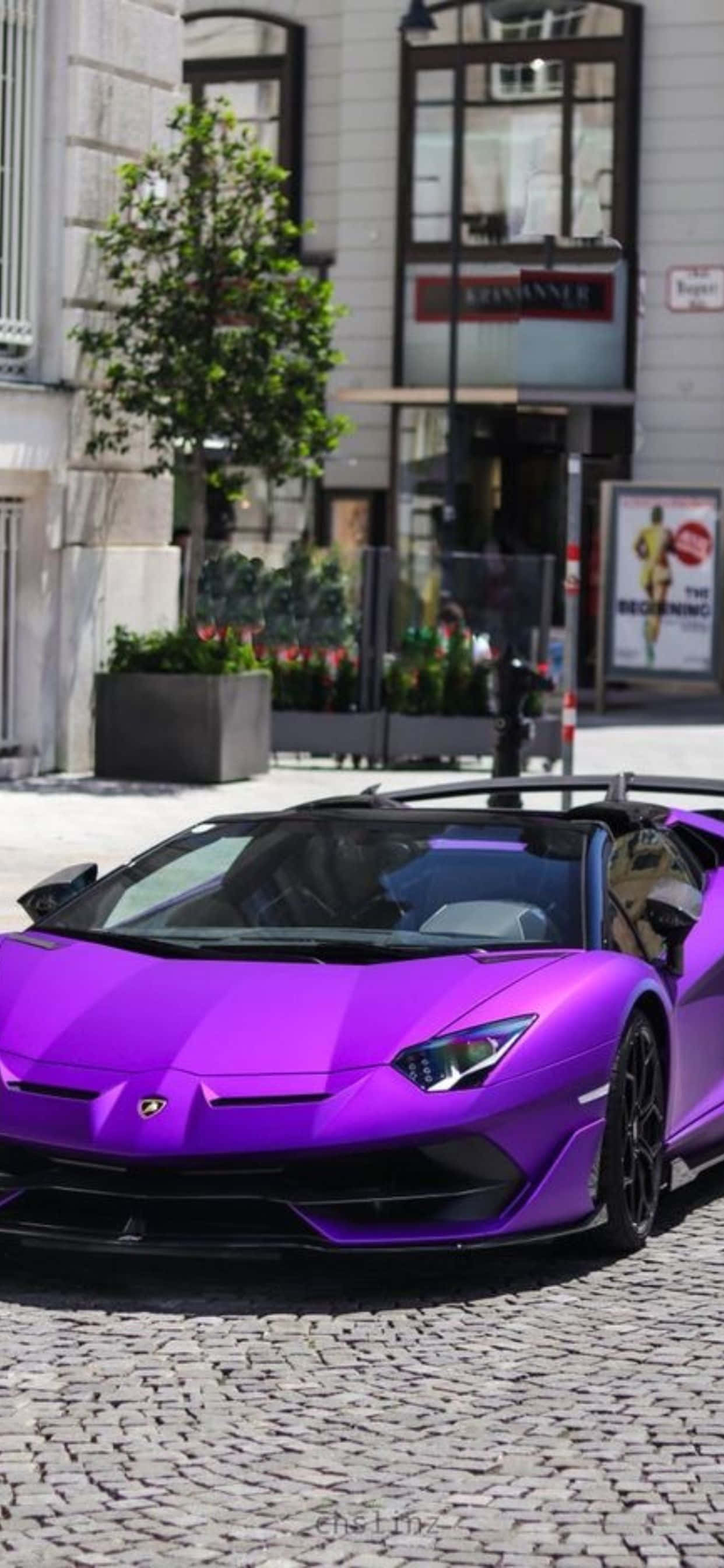 iPhone XS Max Lamborghini Purple Aventador Background Picha ya Ukuta