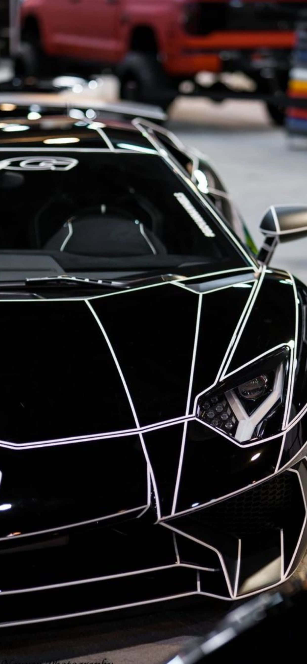 iPhone XS Max Lamborghini Mweusi Mwanga Picha ya Ukuta