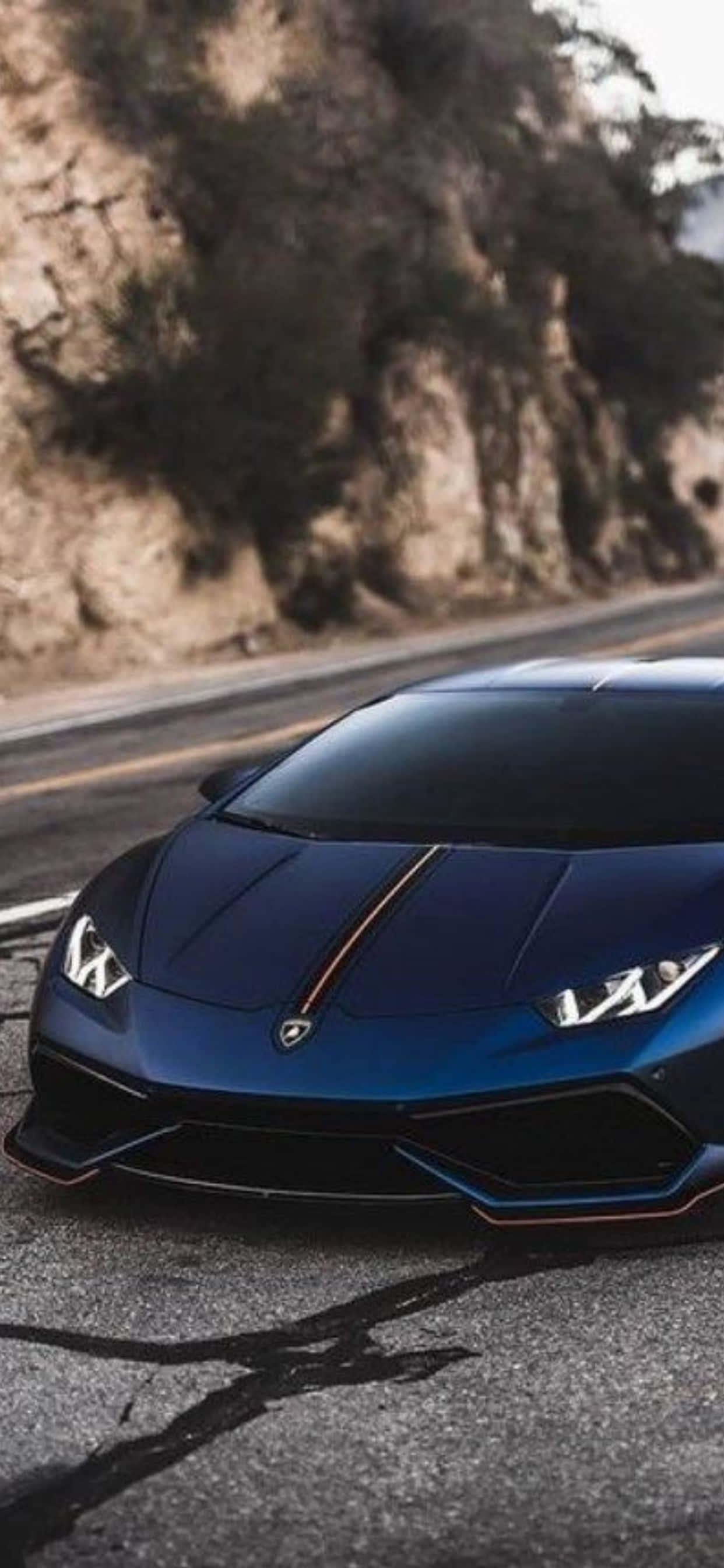 iPhone XS Max Lamborghini Blue Huracan Background Picha ya Ukuta