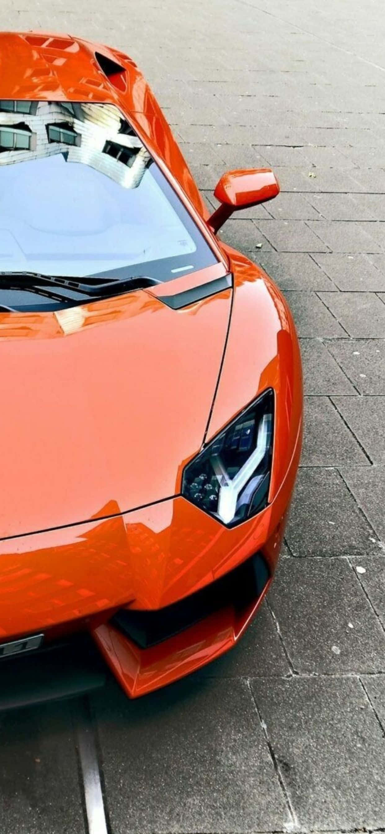 iPhone XS Max Lamborghini Aventador Rangi ya Orange Mandhari Picha ya Ukuta